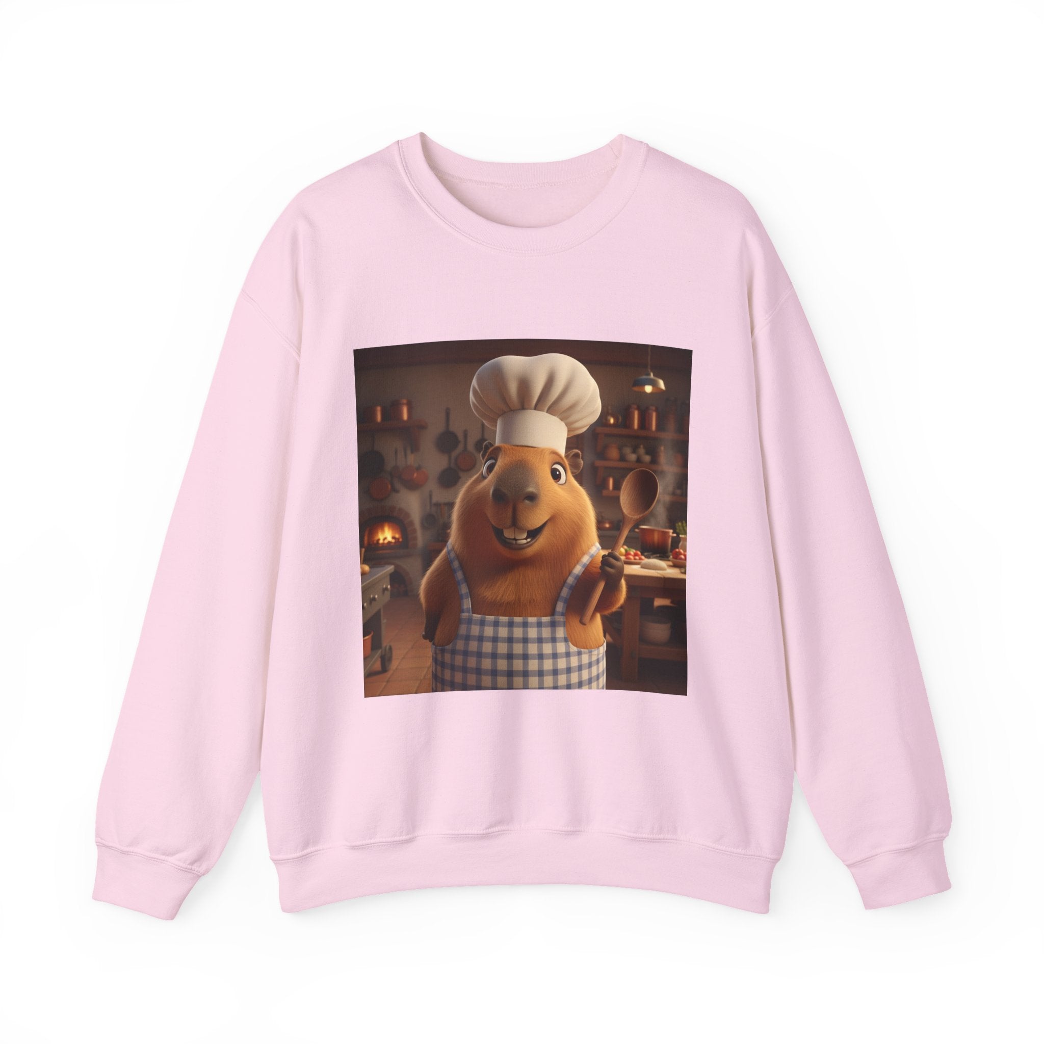 Capybara Chef Crewneck Sweatshirt — Cute Cartoon Capybara Chef Kitchen Pullover