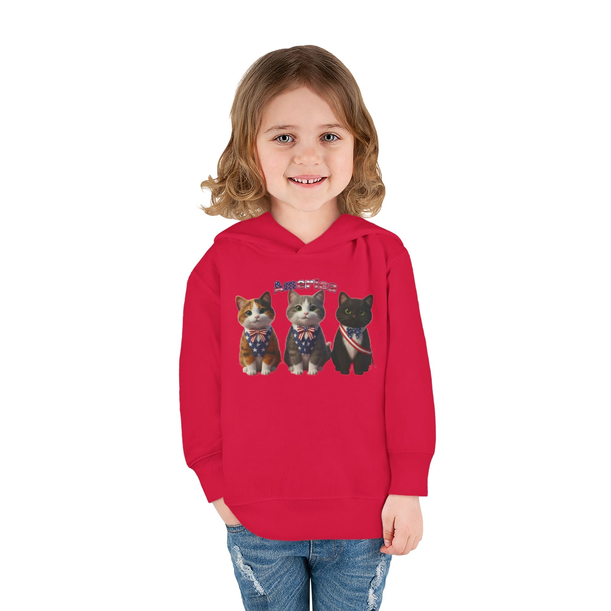 Kitties Toddler Hoodie — Patriotic Kittens "America" Fleece Pullover