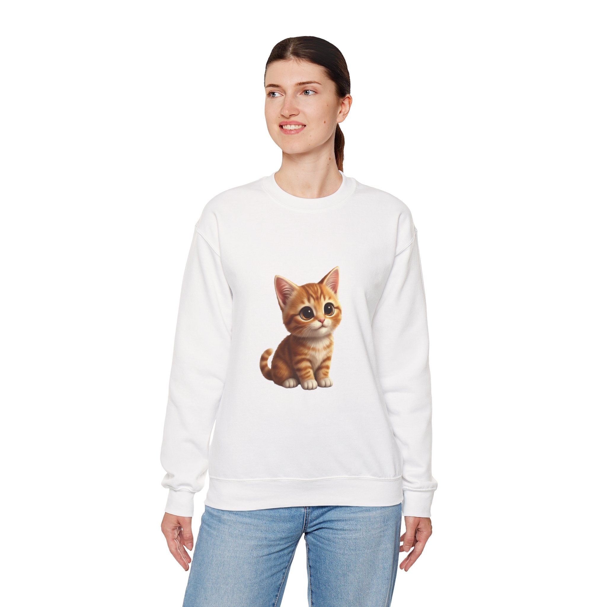 Cute Tabby Kitten Sweatshirt – Adorable Cat Graphic Crewneck