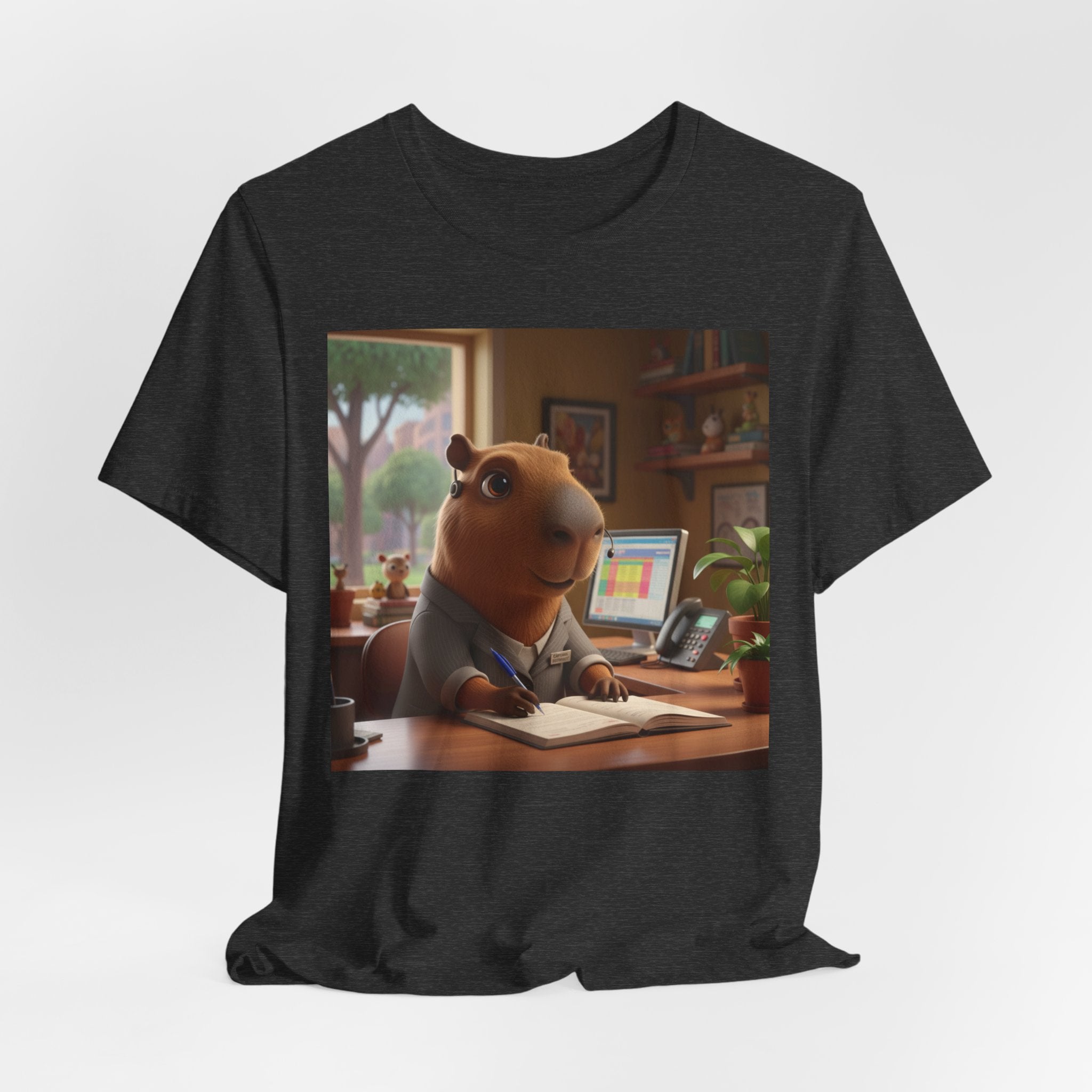 Capybara Receptionist — Cute Capybara Office Animal Illustration T-Shirt