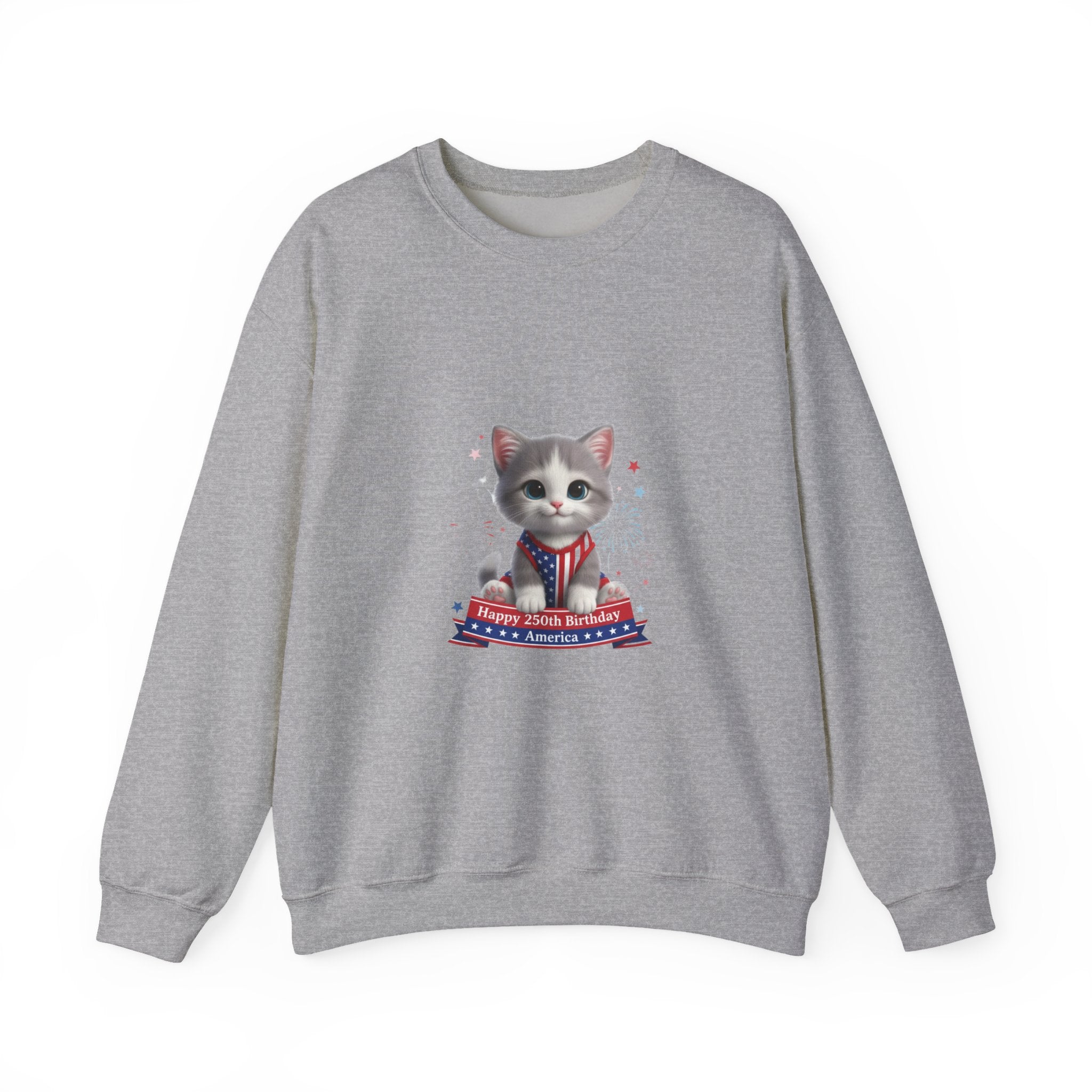 Patriotic Kitten Crewneck Sweatshirt – Cute 4th of July Cat Design