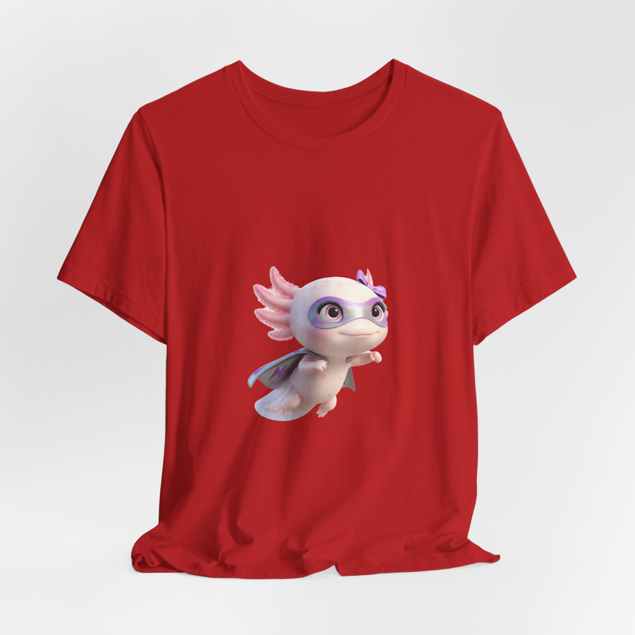 Axolotl Superhero Tee — Pastel Flying Axolotl Graphic Shirt