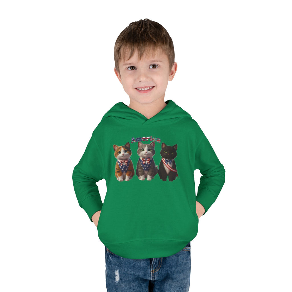 Kitties Toddler Hoodie — Patriotic Kittens "America" Fleece Pullover