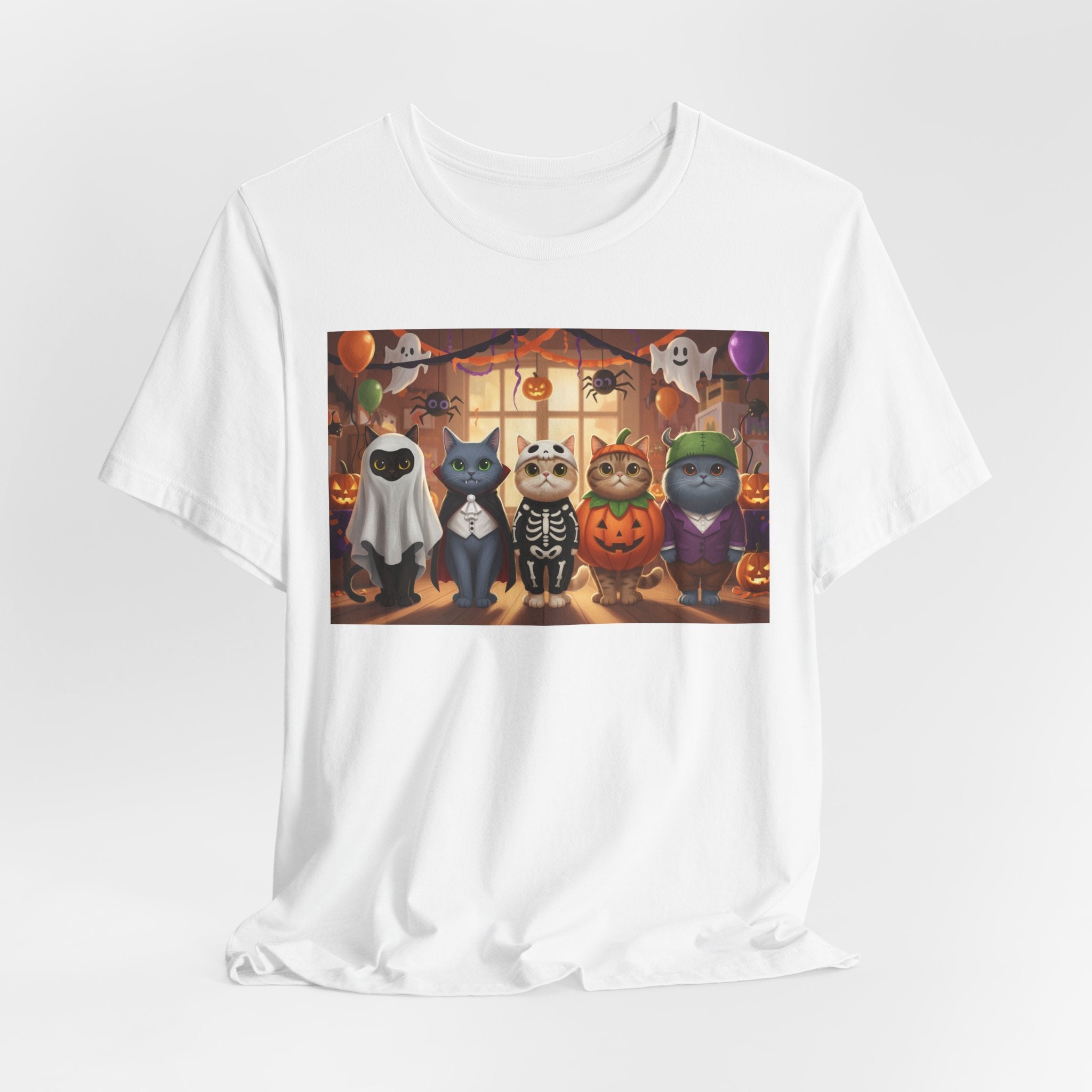 Cats Halloween Costume Tee — Cute Kittens in Pumpkin, Skeleton & Ghost Costumes