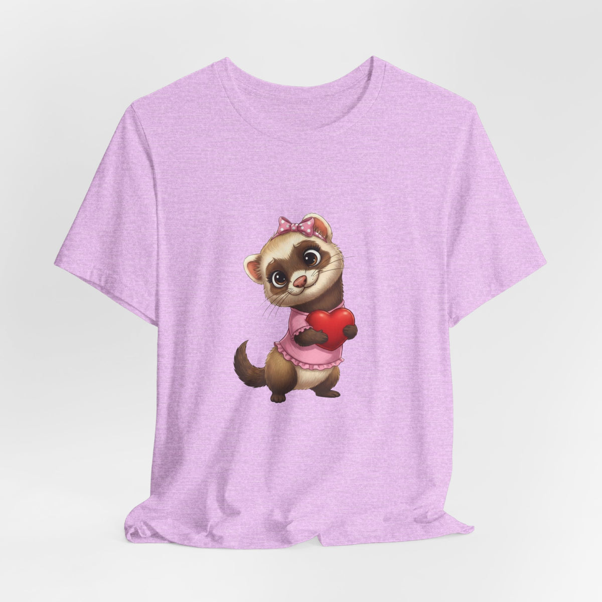 Ferret Holding Heart Tee — Valentine’s Day Kids & Women’s Graphic Shirt