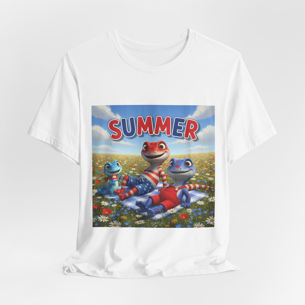 Lizard Family Summer Graphic T‑Shirt – Cute Cartoon Beach Tee