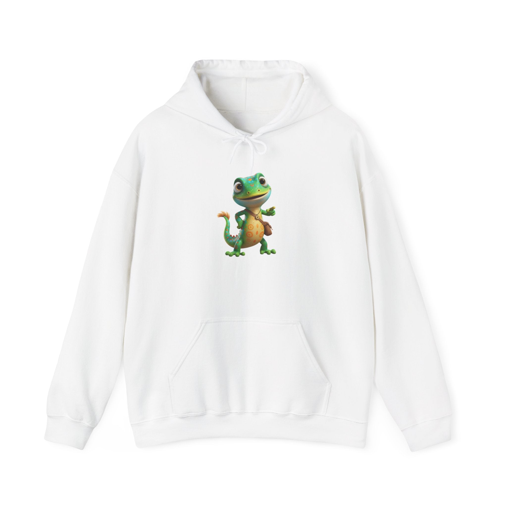 Cute Cartoon Gecko Hoodie — Playful Lizard Graphic Pullover