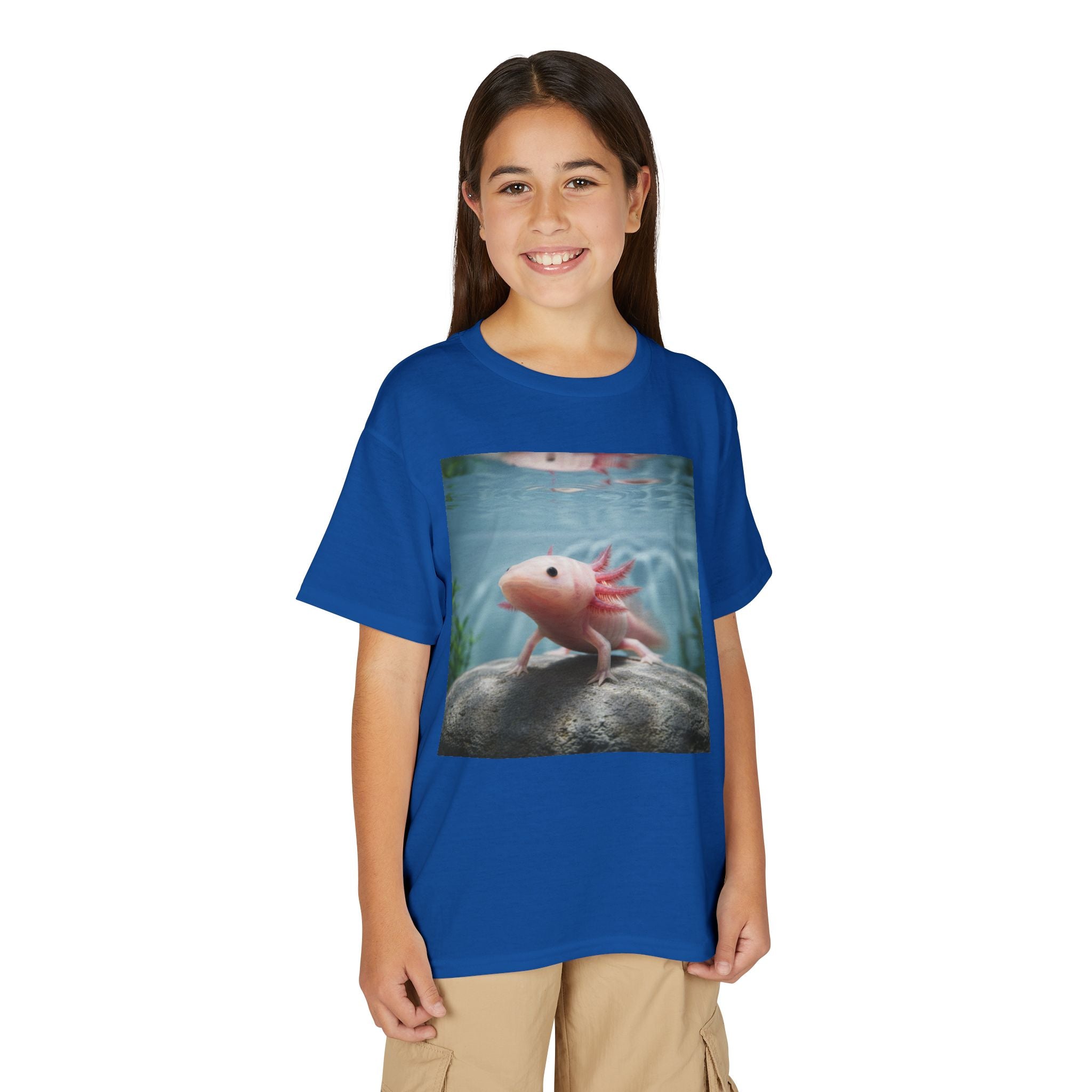 Axolotl Kids T‑Shirt – Cute Pink Axolotl Aquarium Design