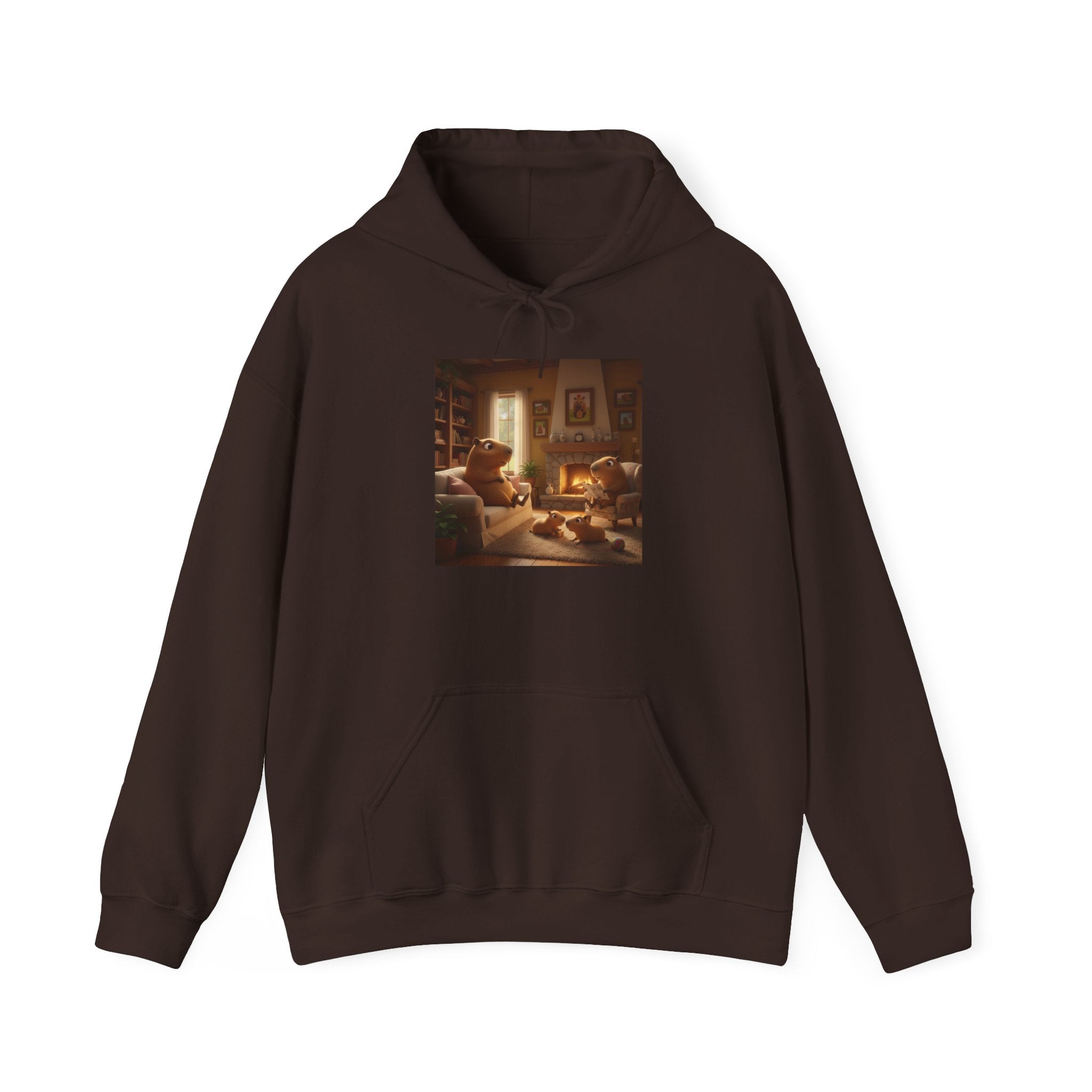Capybara Family Hoodie — Vintage Warmth Graphic Sweatshirt