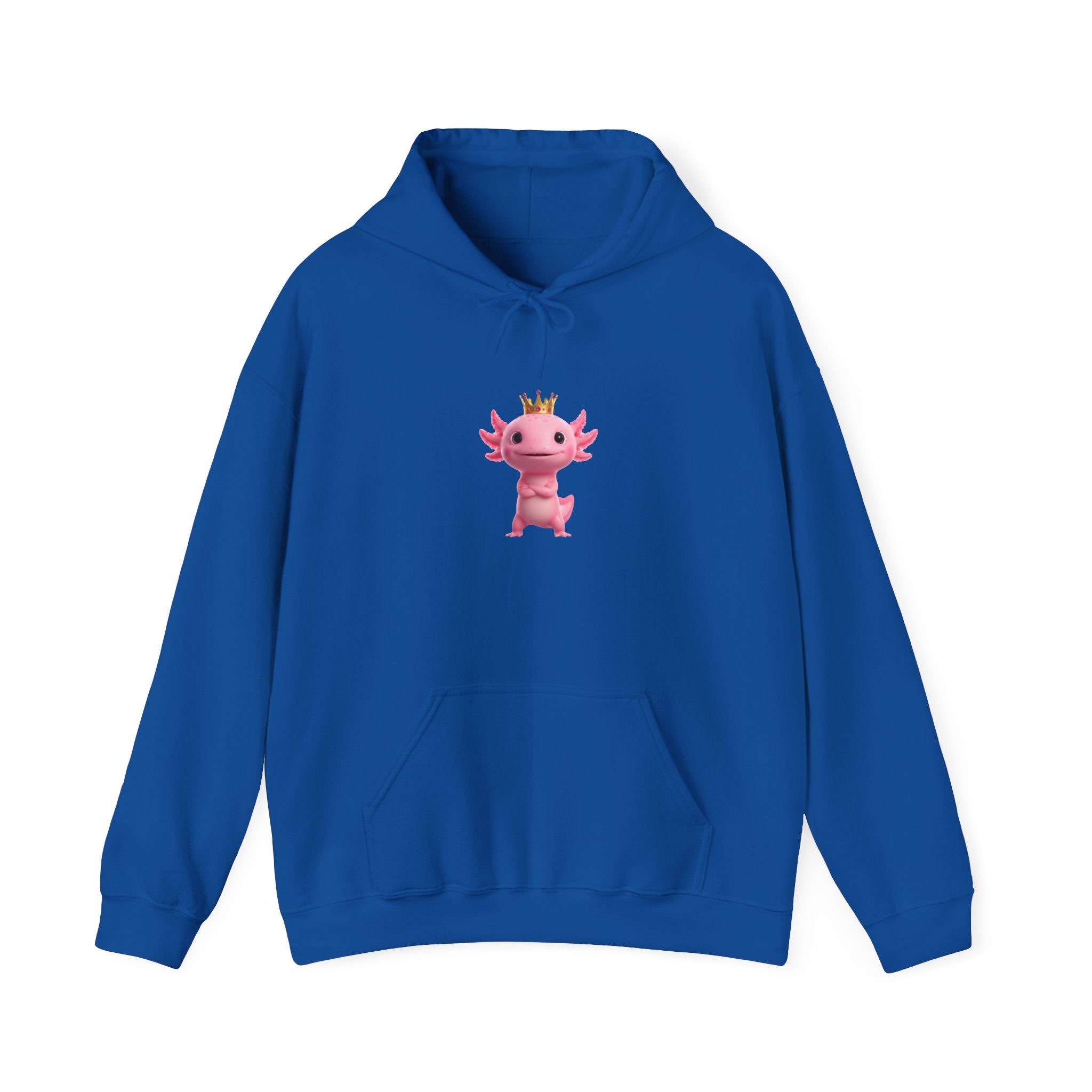 Axolotl Royal Hoodie — Cute Pink Axolotl with Crown Pullover