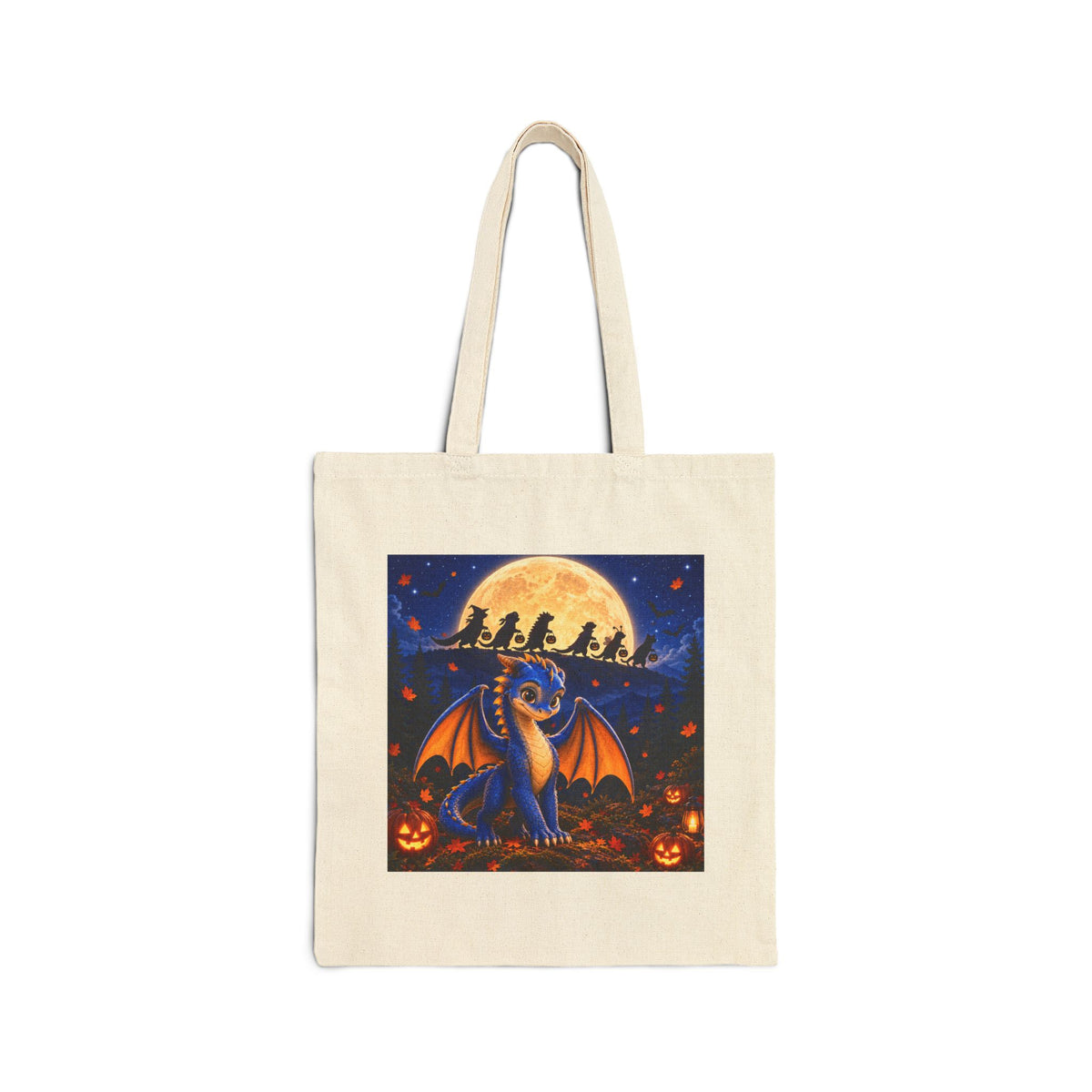Halloween Dragon Canvas Tote — Spooky Bonfire Night Pumpkin Bag
