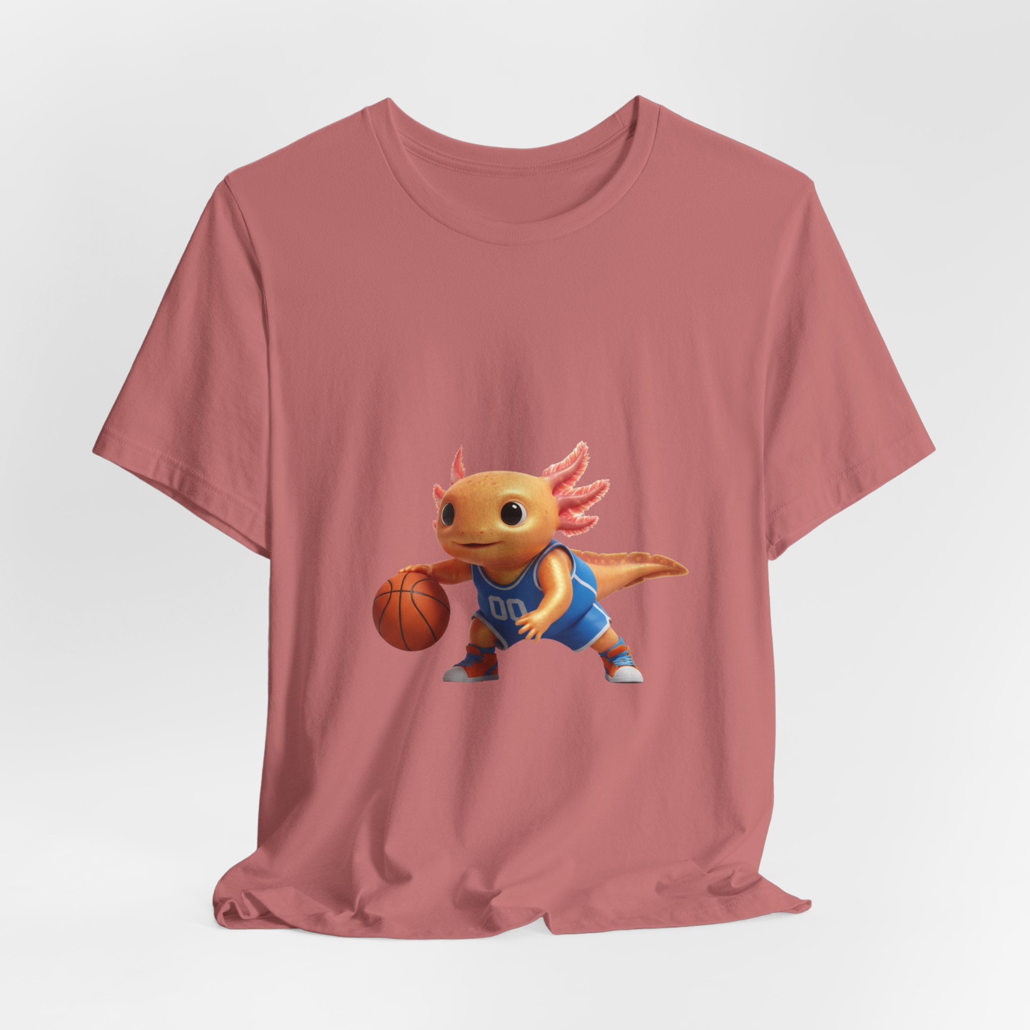 Axolotl Basketball Tee — Cute Axolotl Dribbling Graphic T-Shirt