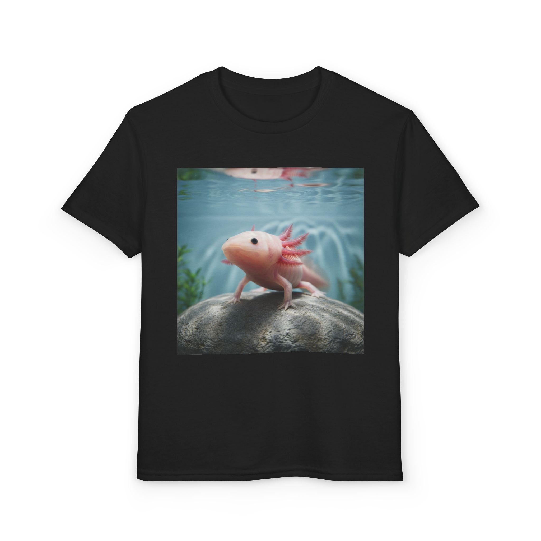 Axolotl Kids T‑Shirt – Cute Pink Axolotl Aquarium Design