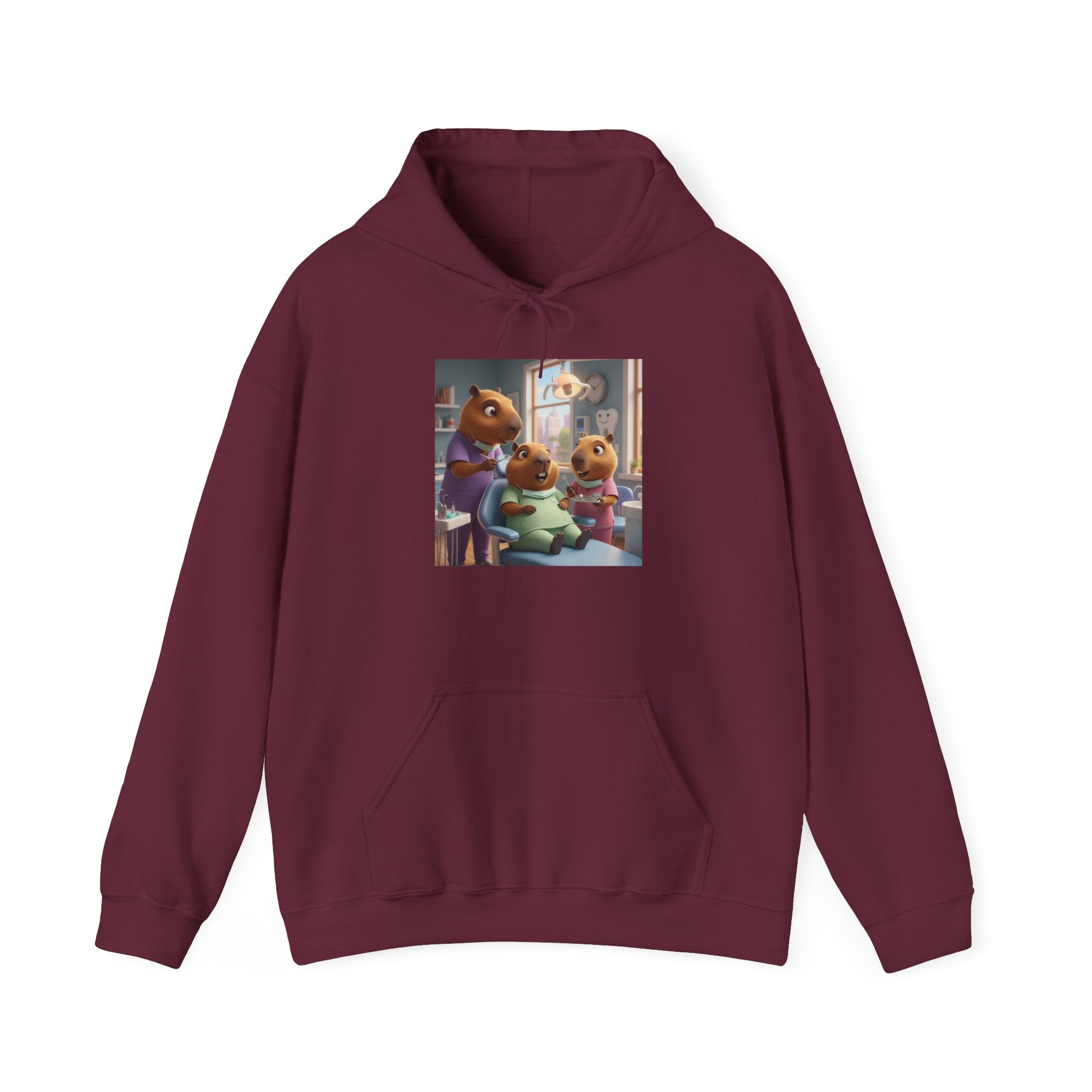 Capybara Dentist Scene Hoodie — Cute Animal Dental Pullover