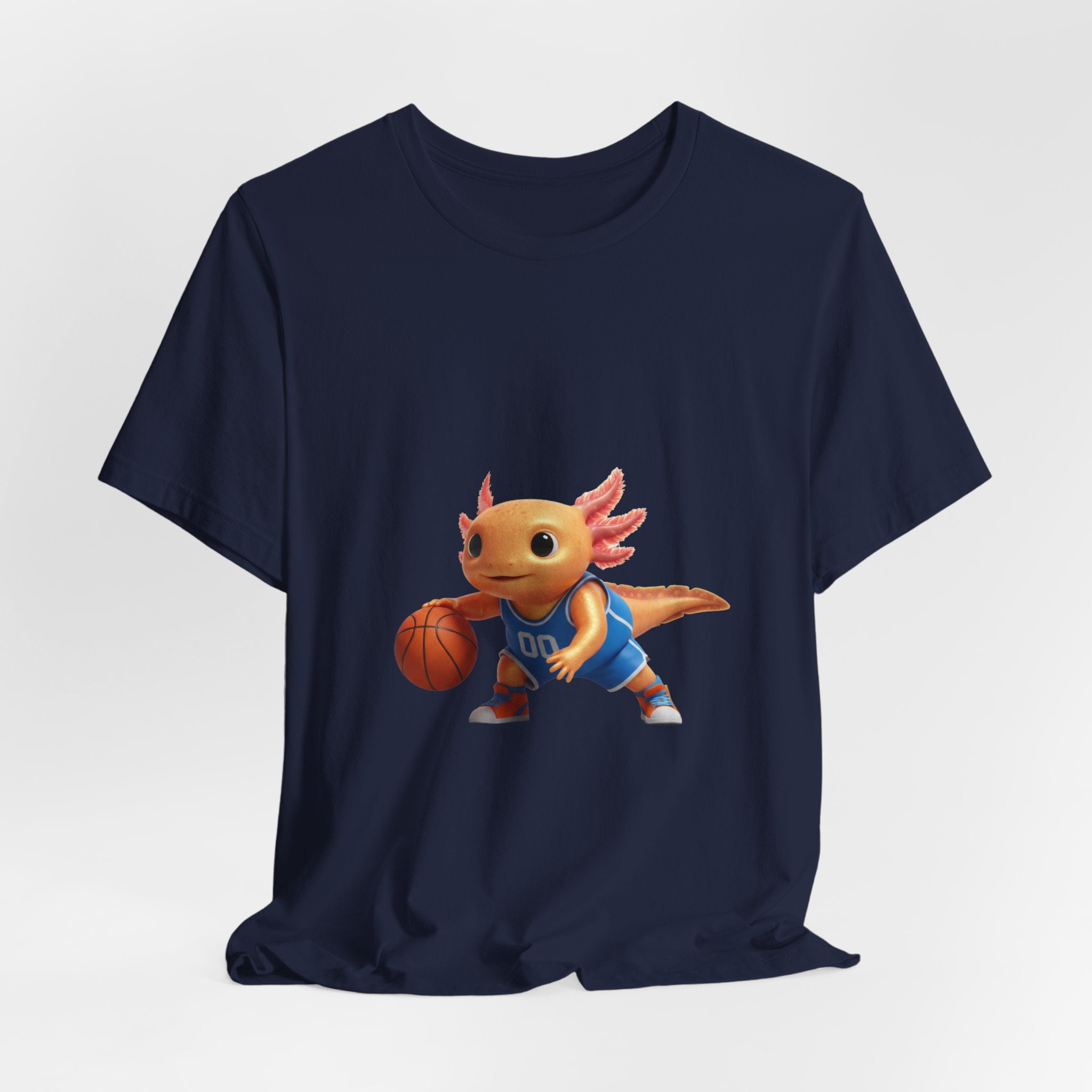 Axolotl Basketball Tee — Cute Axolotl Dribbling Graphic T-Shirt
