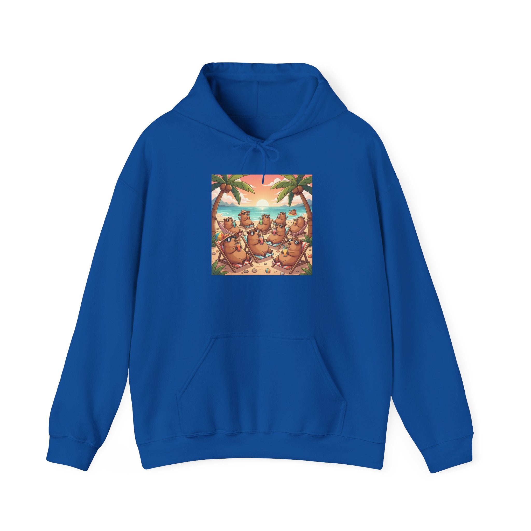 Capybaras on the Beach Hoodie — Tropical Beach Party Pullover