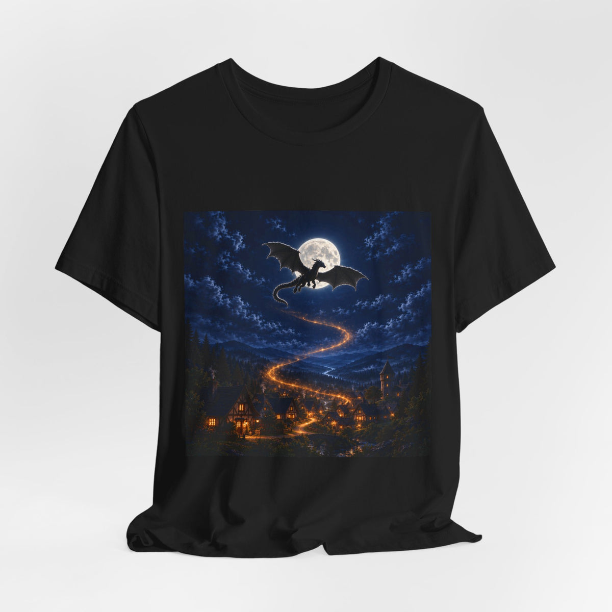 Dragon Moonflight T‑Shirt — Night Sky Fantasy Tee