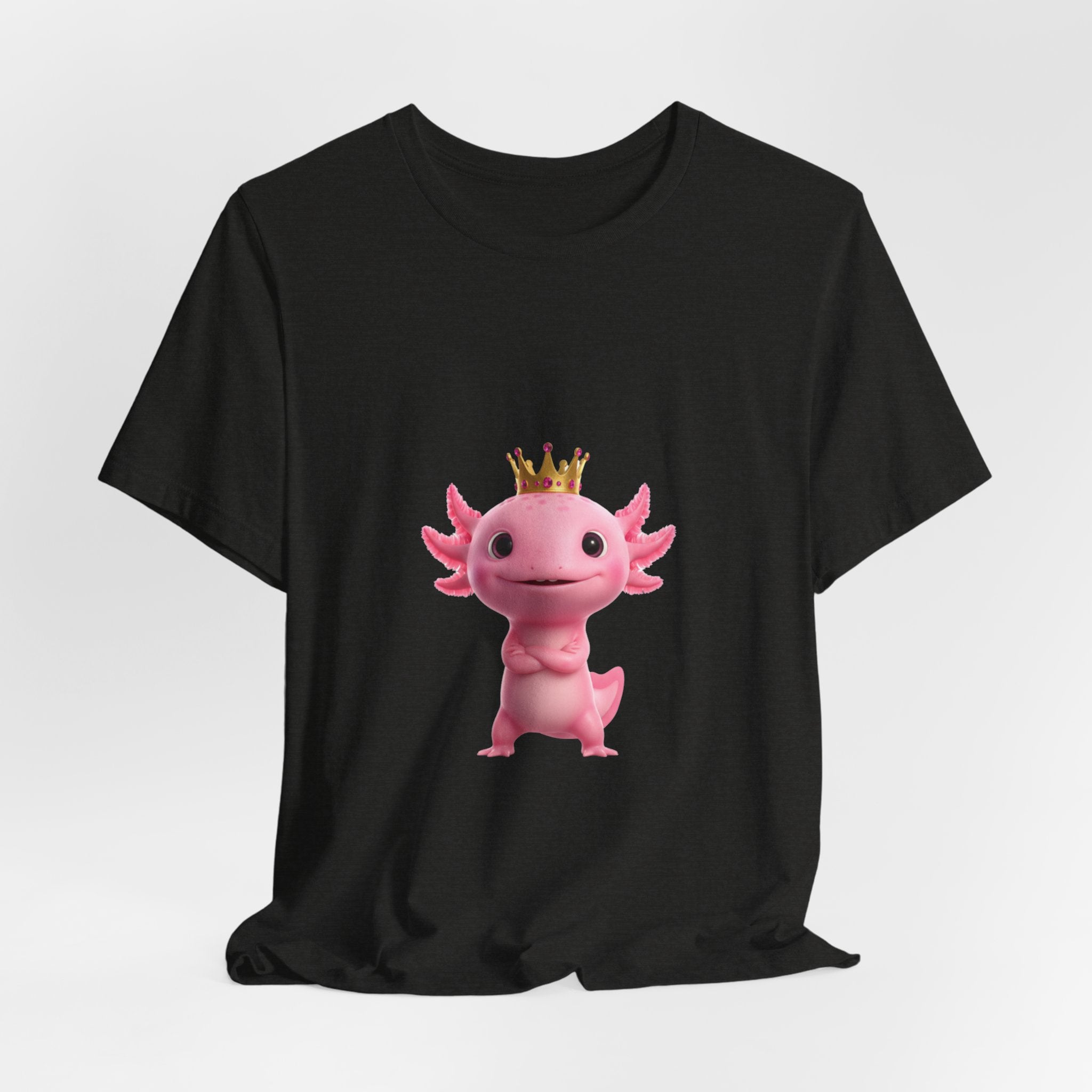 Axolotl King T-Shirt — Cute Pink Axolotl with Crown Tee