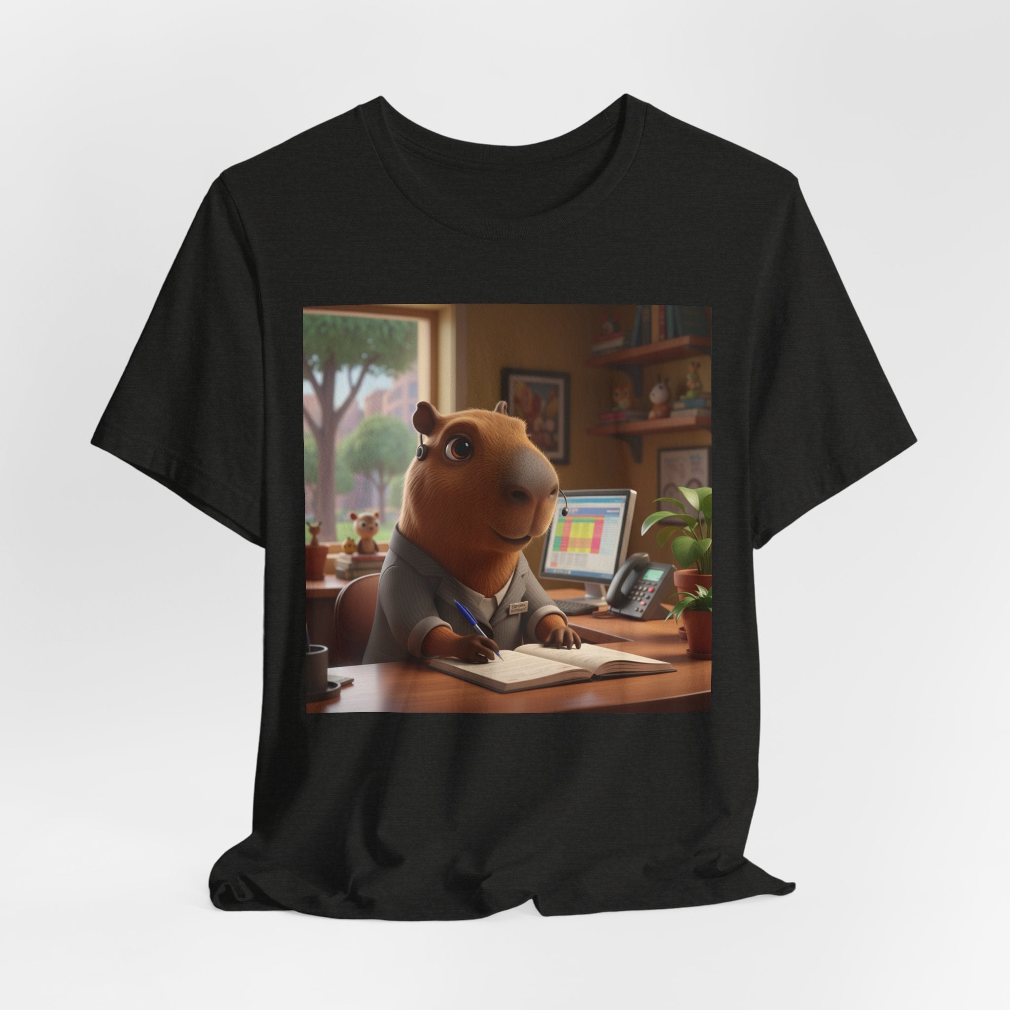 Capybara Receptionist — Cute Capybara Office Animal Illustration T-Shirt