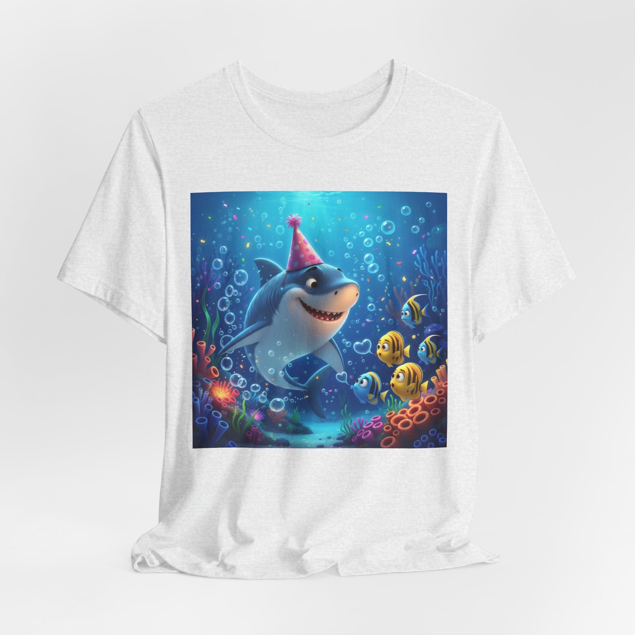 Shark Birthday Party Tee — Cute Shark with Party Hat Kids Graphic T-Shirt