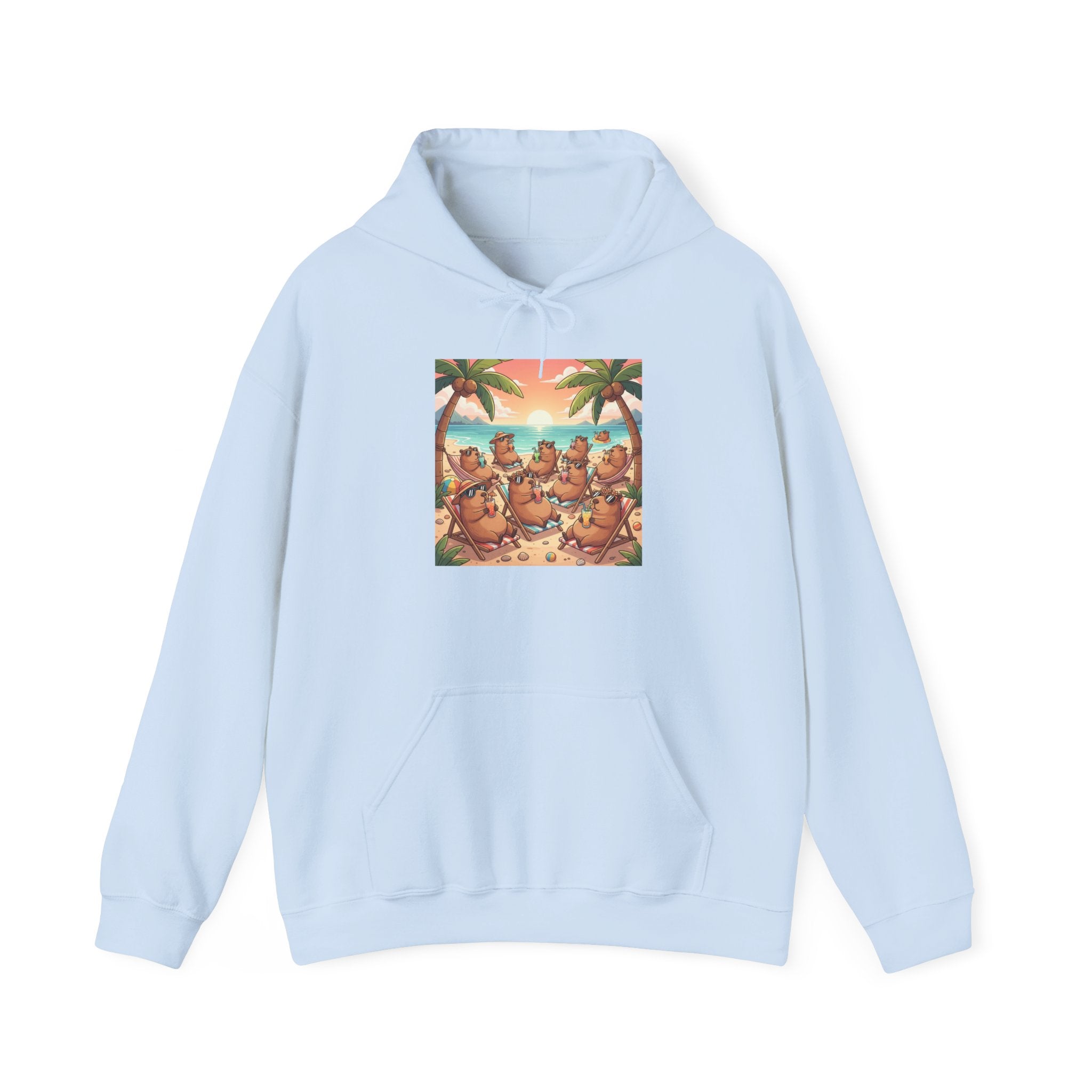 Capybaras on the Beach Hoodie — Tropical Beach Party Pullover