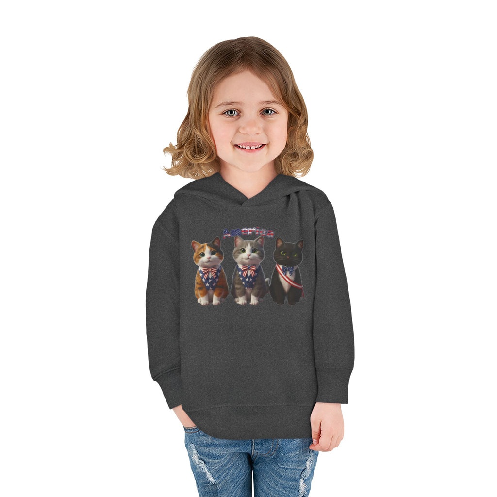 Kitties Toddler Hoodie — Patriotic Kittens "America" Fleece Pullover