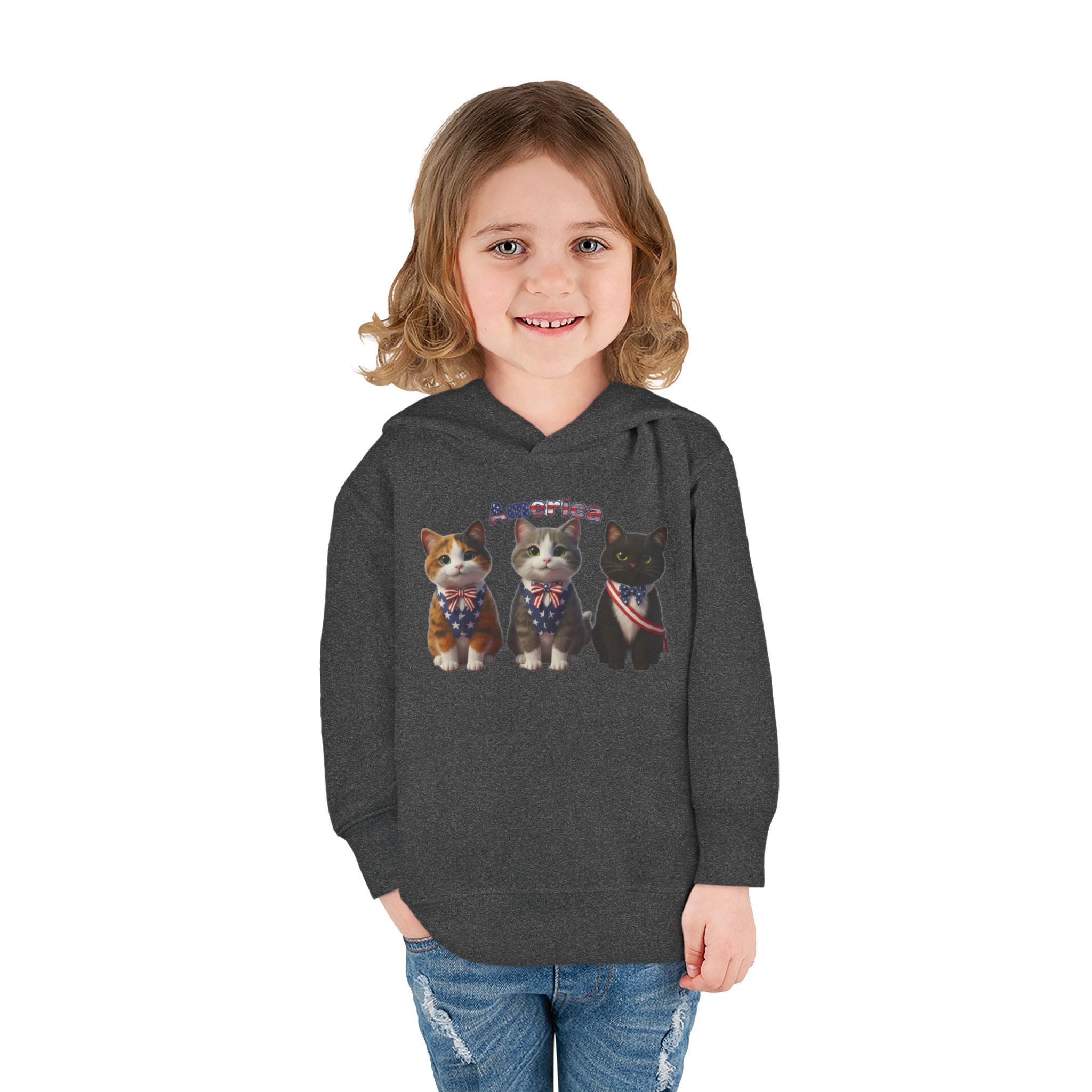 Kitties Toddler Hoodie — Patriotic Kittens "America" Fleece Pullover