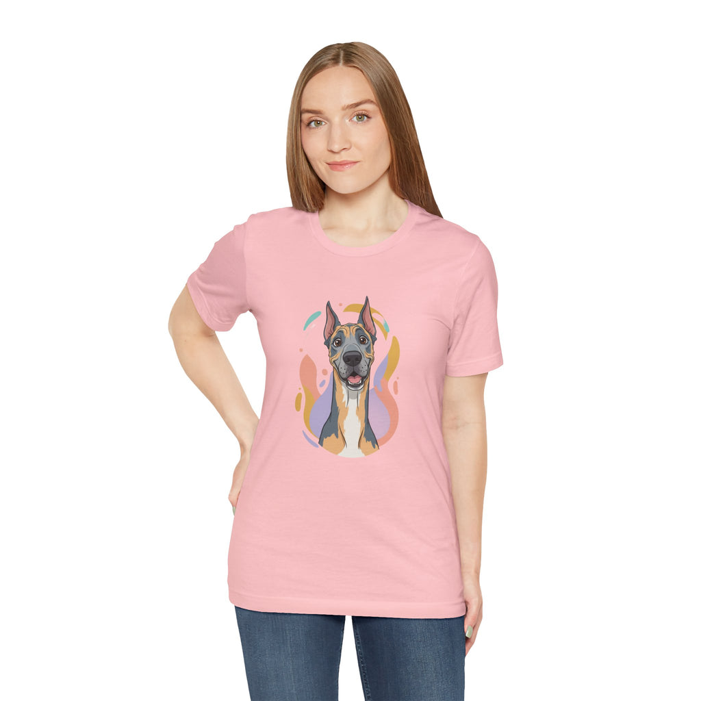 Great Dane Portrait Tee — Colorful Modern Dog Illustration T‑Shirt