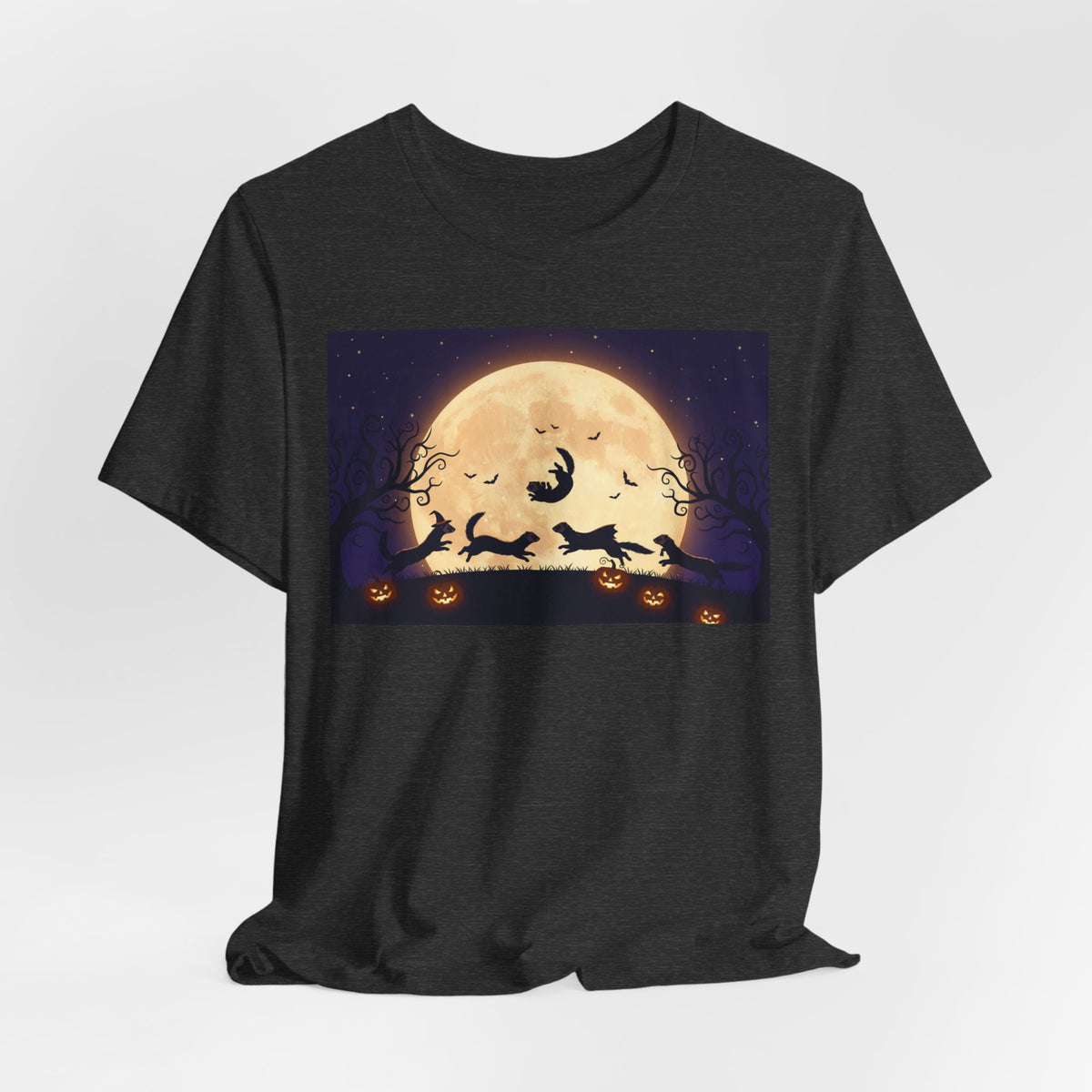Ferrets Halloween Moon T‑Shirt — Spooky Full Moon Pumpkin Night Tee