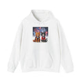 Cats Fireworks Hoodie — Patriotic Orange Tabby & Black Cat Illustration