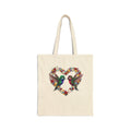 Tote Bag — Floral Hummingbird Heart Canvas Tote (Eco-Friendly Gift for Nature Lovers, Valentine's Day)