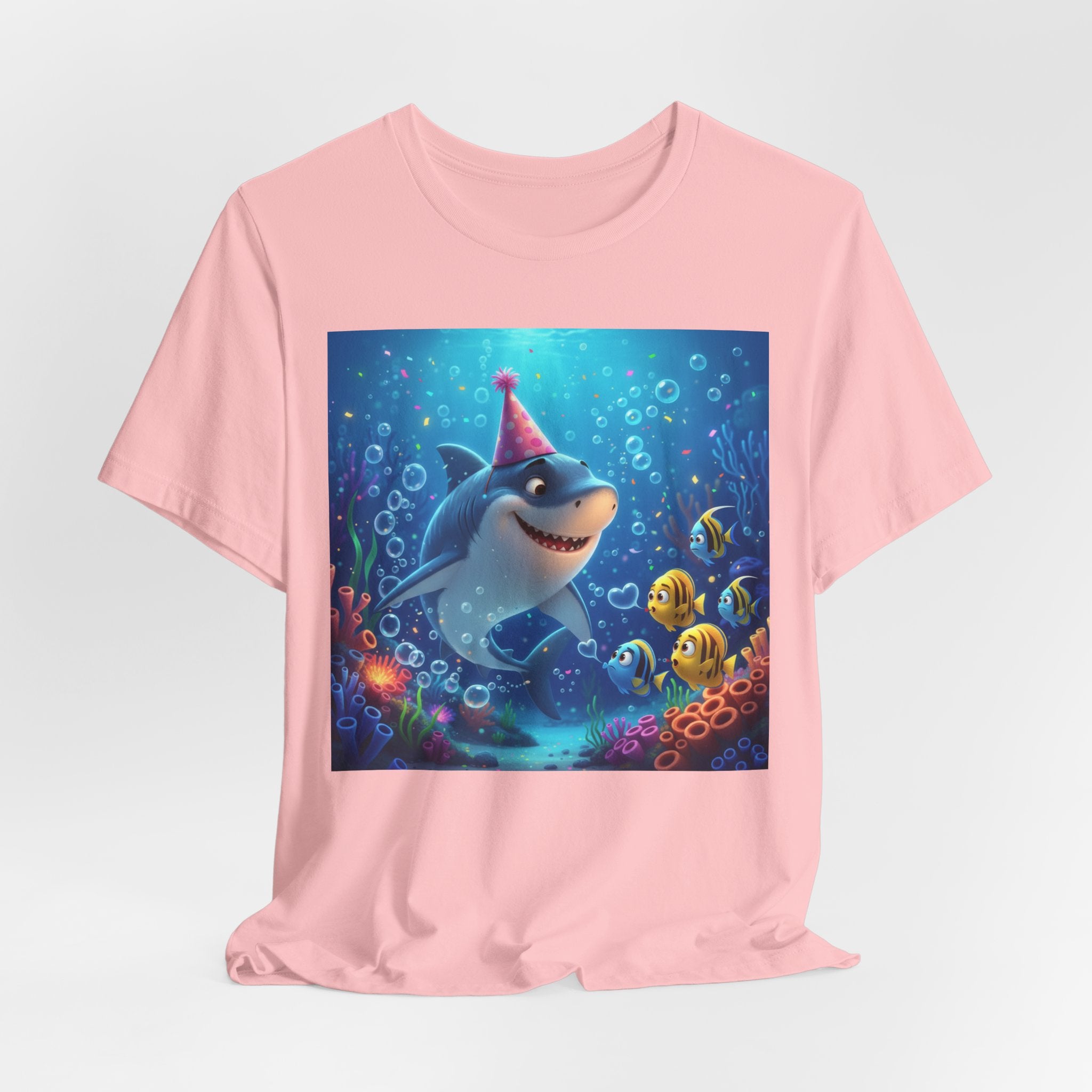 Shark Birthday Party Tee — Cute Shark with Party Hat Kids Graphic T-Shirt
