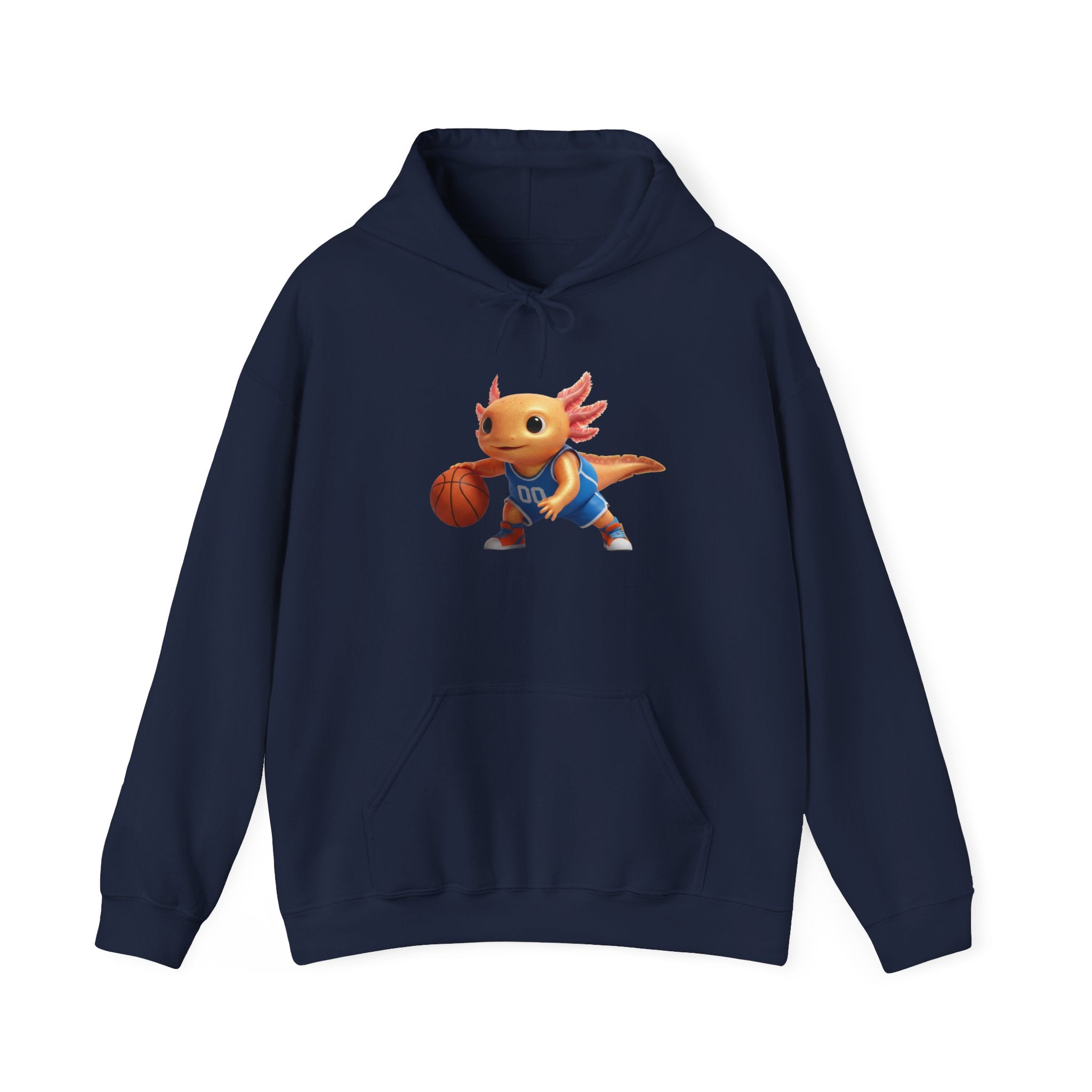 Axolotl Basketball Hoodie — Cute Axolotl Dribbling Graphic Sweatshirt