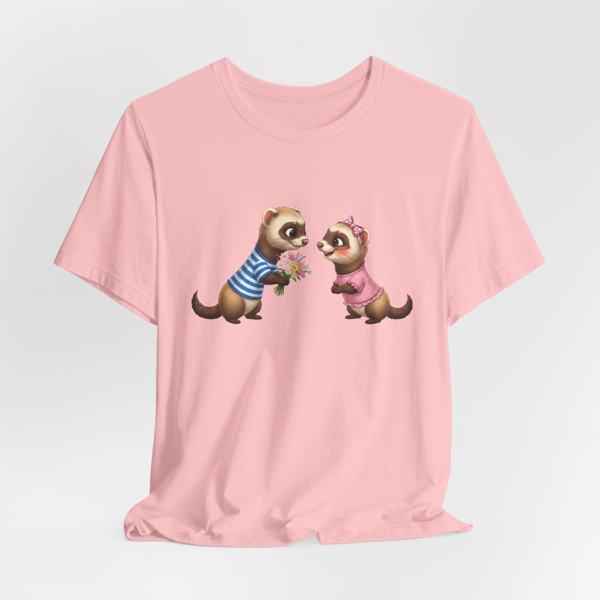 Ferret Couple Cute Graphic Tee — Romantic Animal T-Shirt