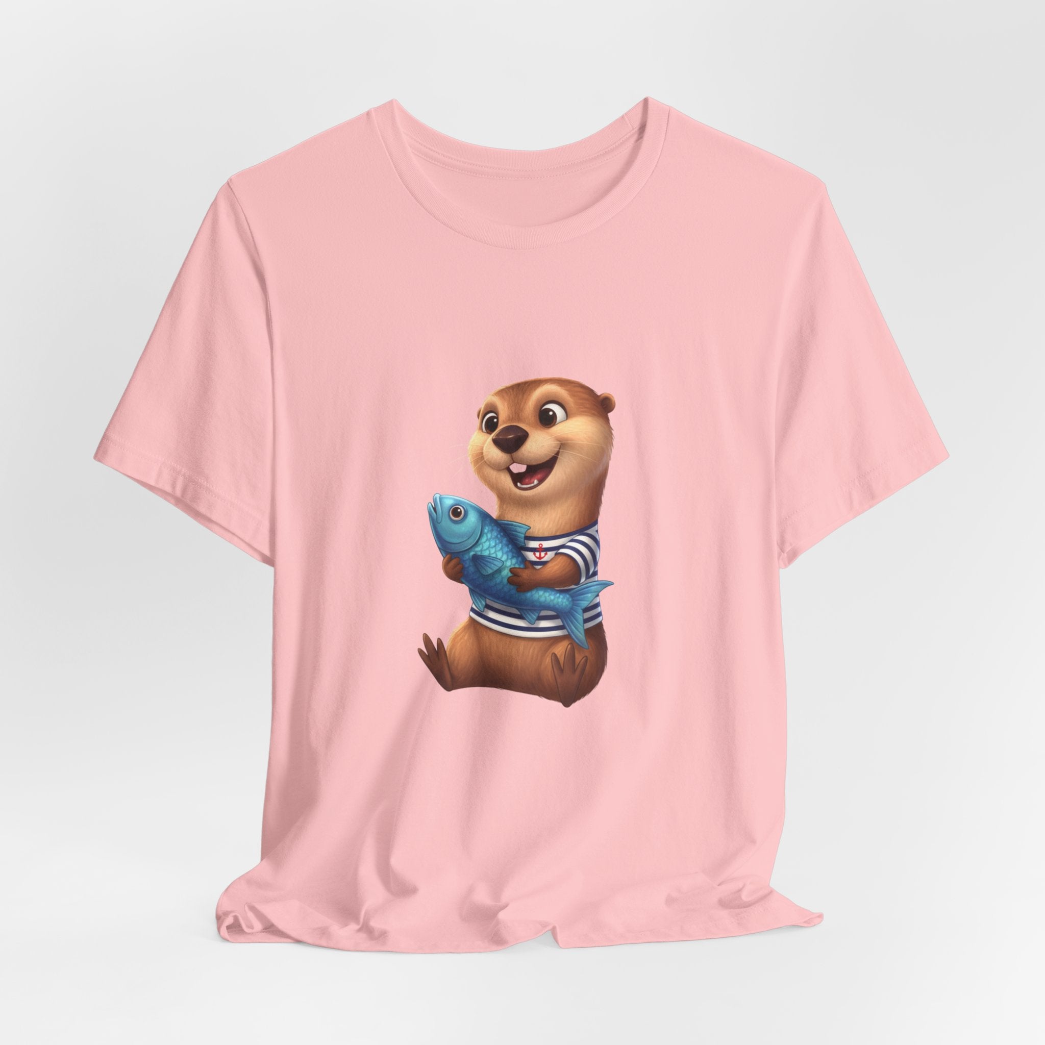 Otter Holding Fish Tee — Cute Marine Animal T-Shirt