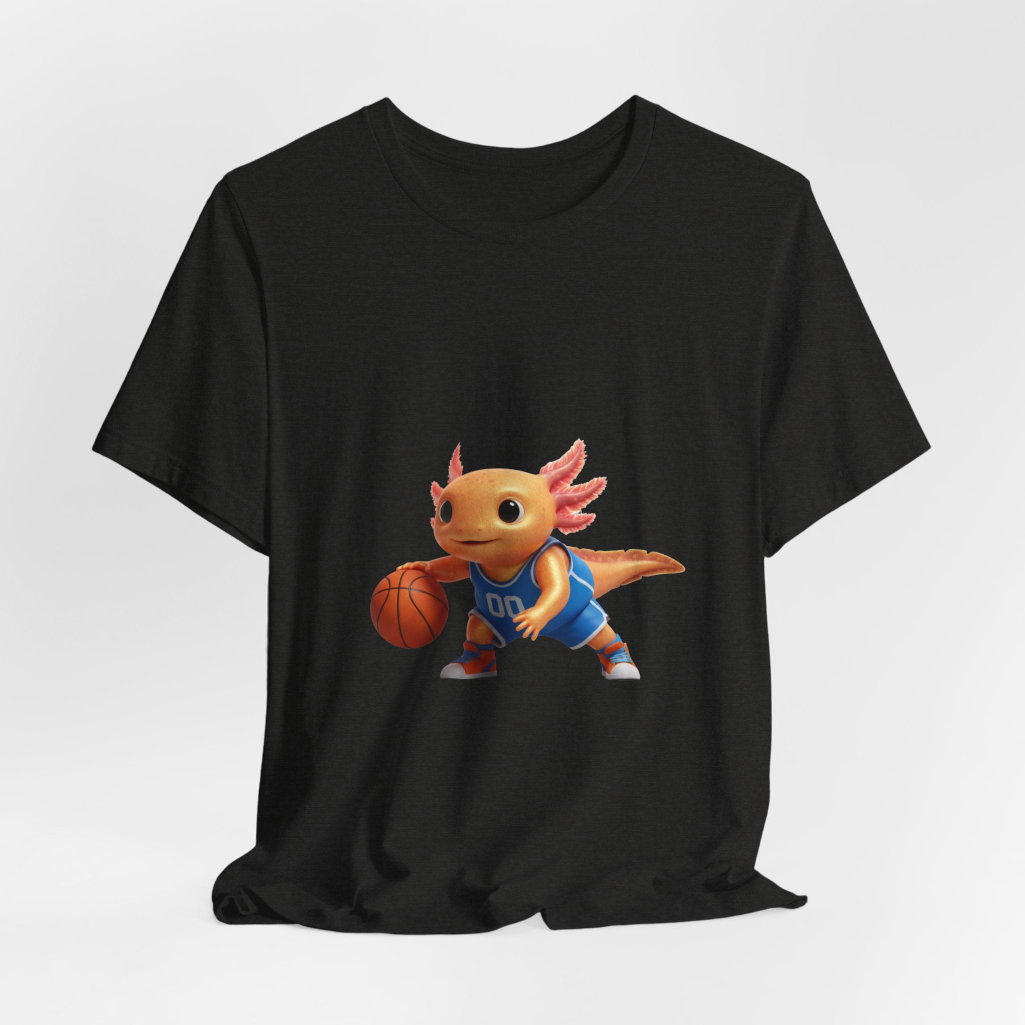 Axolotl Basketball Tee — Cute Axolotl Dribbling Graphic T-Shirt
