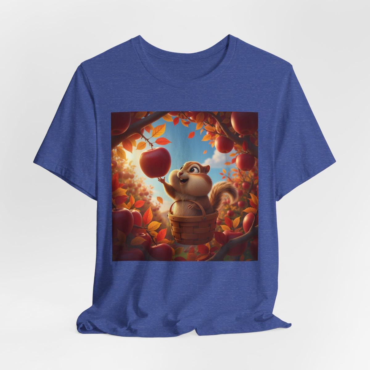 Autumn Squirrel Harvest T-Shirt — Cute Cartoon Squirrel Picking Apples