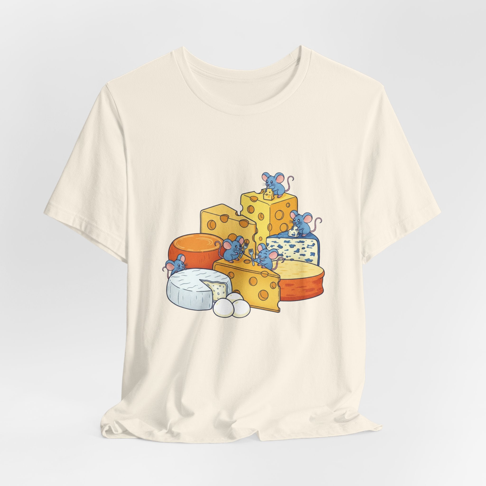 Cheese Platter T-Shirt — Cute Mice & Assorted Cheeses Tee