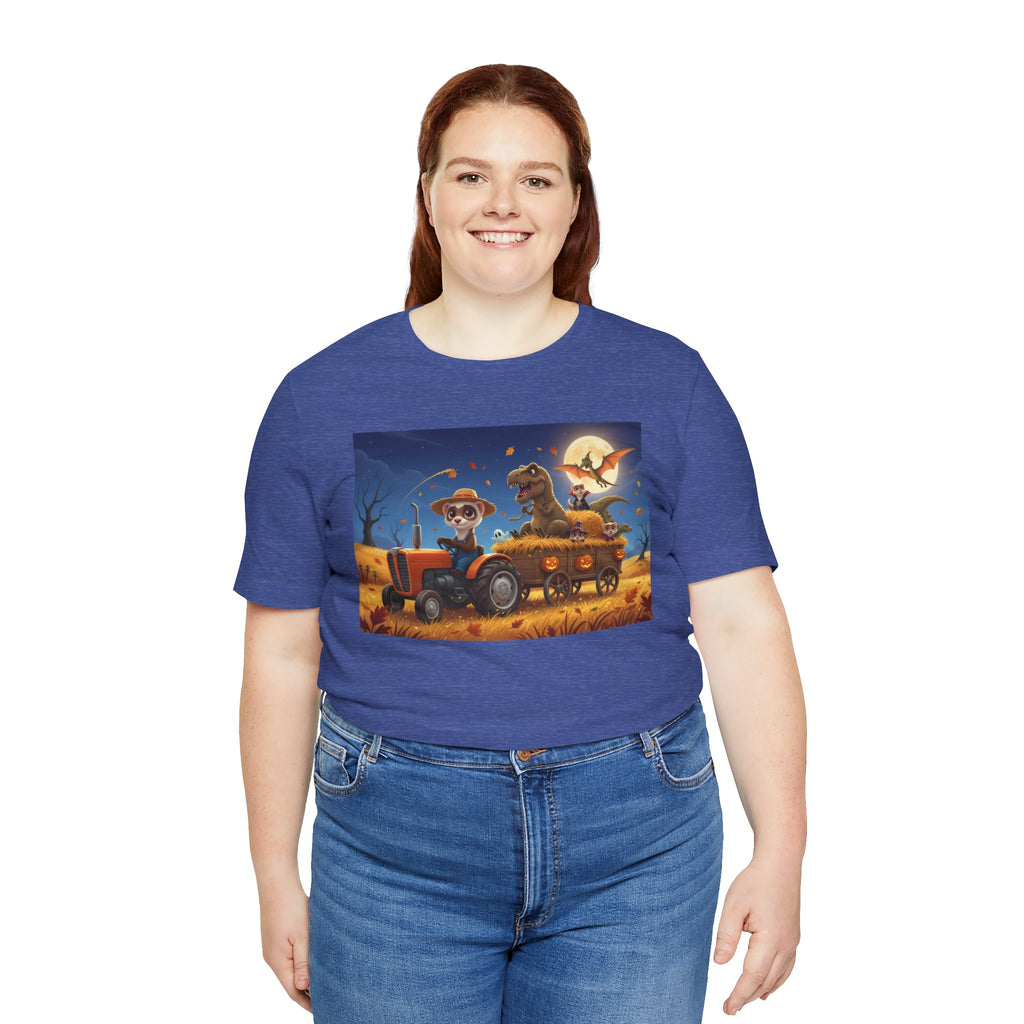 Dinosaurs Halloween Farm Truck Tee — Cute Driving Tractor with Dinosaur & Trick-or-Treat Hayride