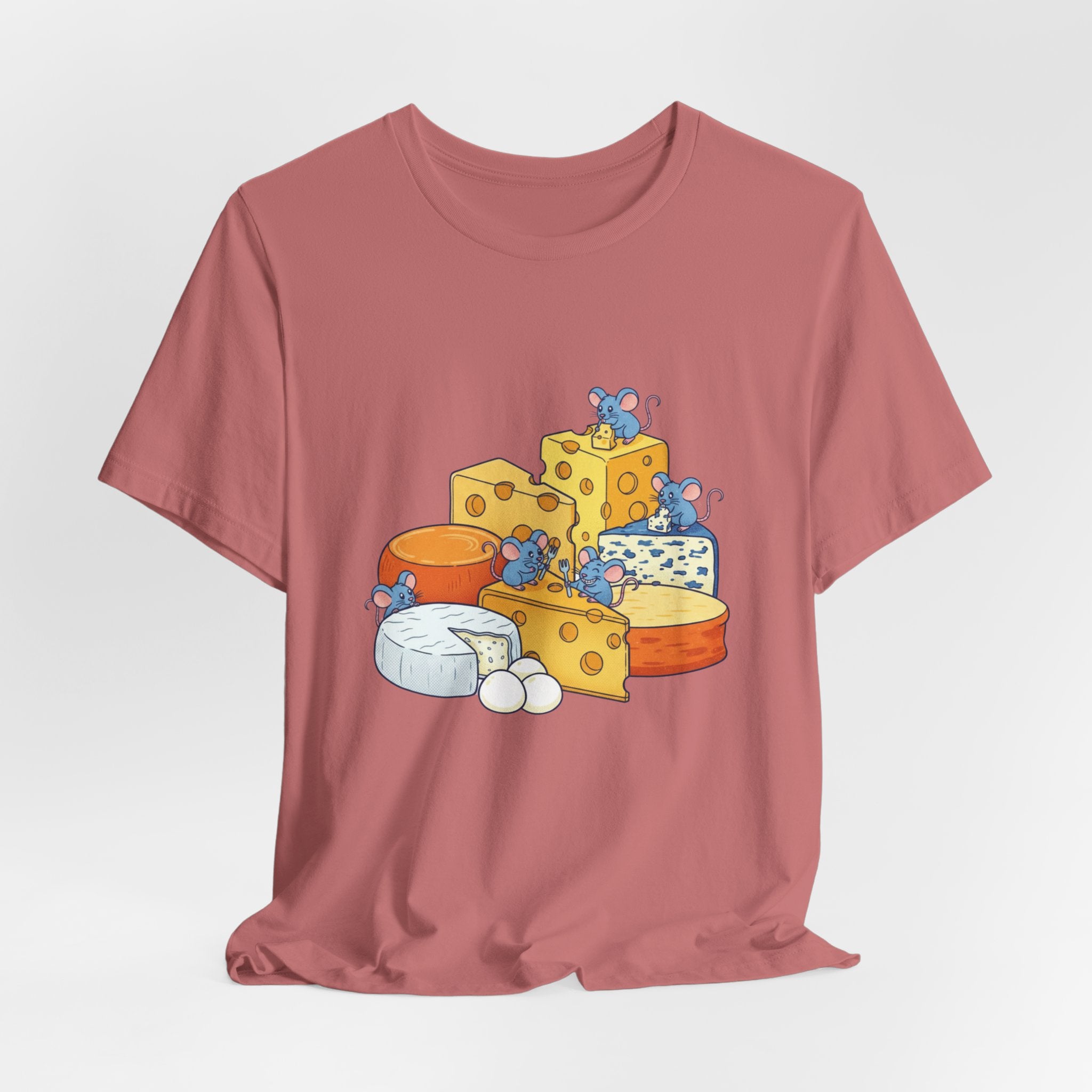 Cheese Platter T-Shirt — Cute Mice & Assorted Cheeses Tee