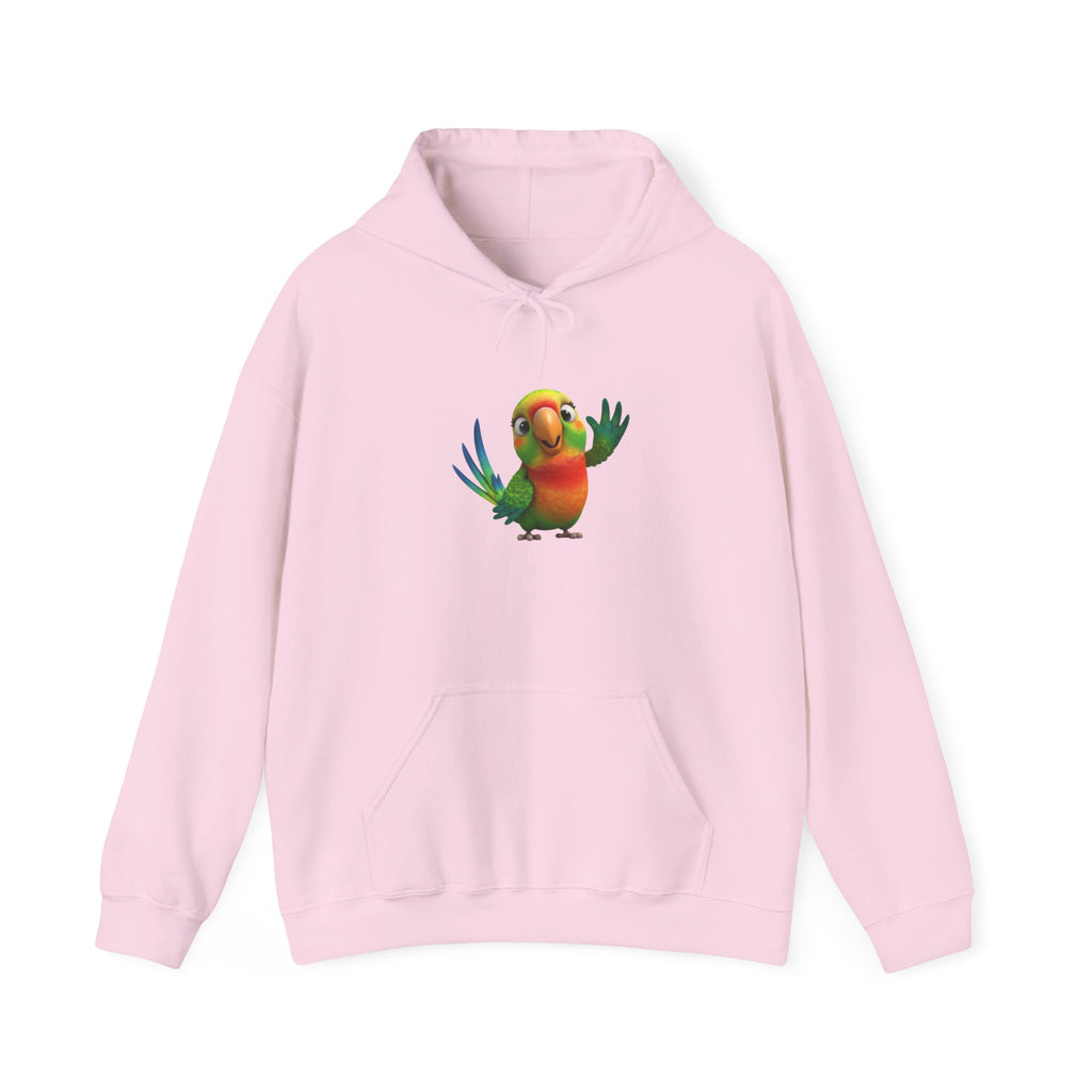 Colorful Parrot Hoodie — Cute Waving Bird Graphic Pullover
