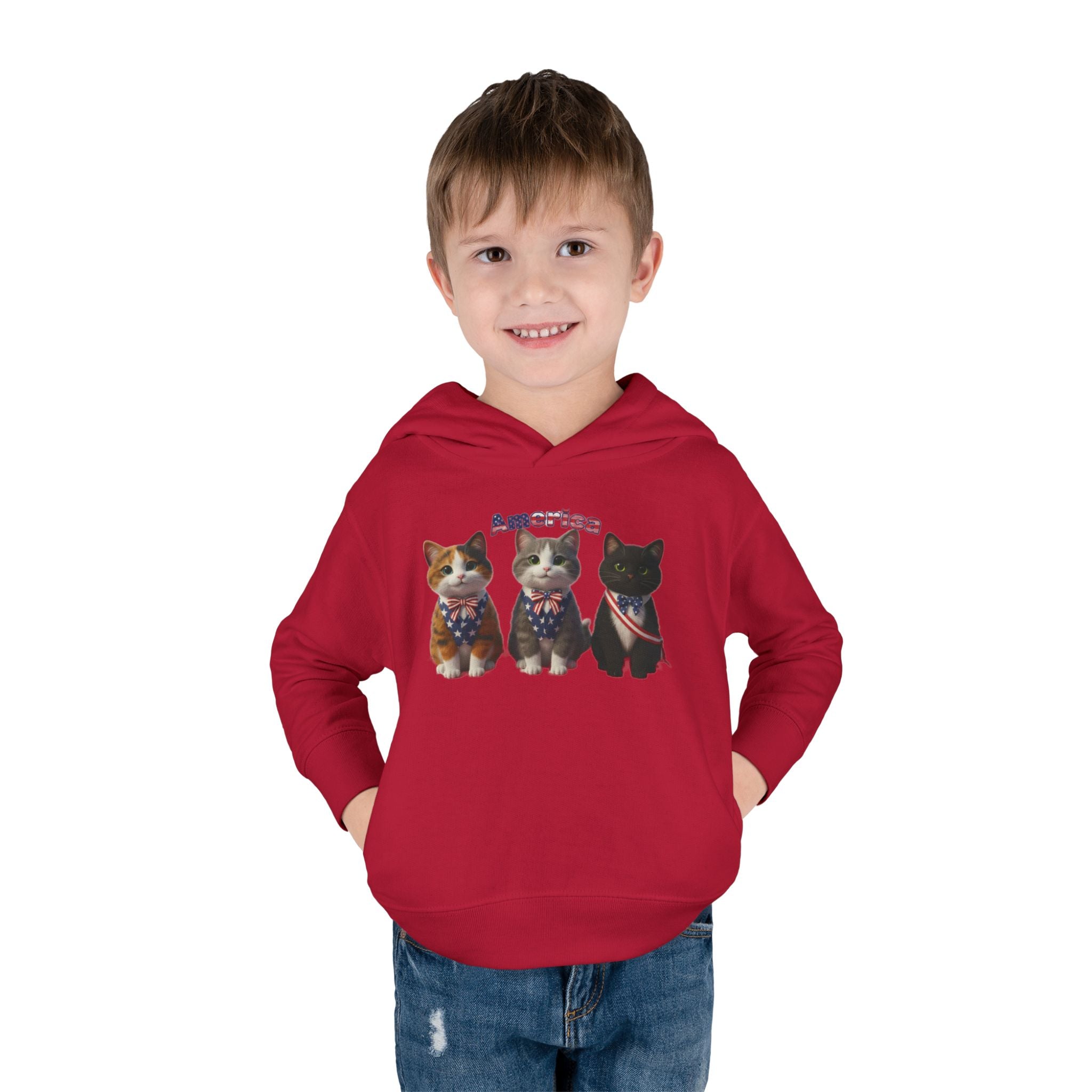 Kitties Toddler Hoodie — Patriotic Kittens "America" Fleece Pullover