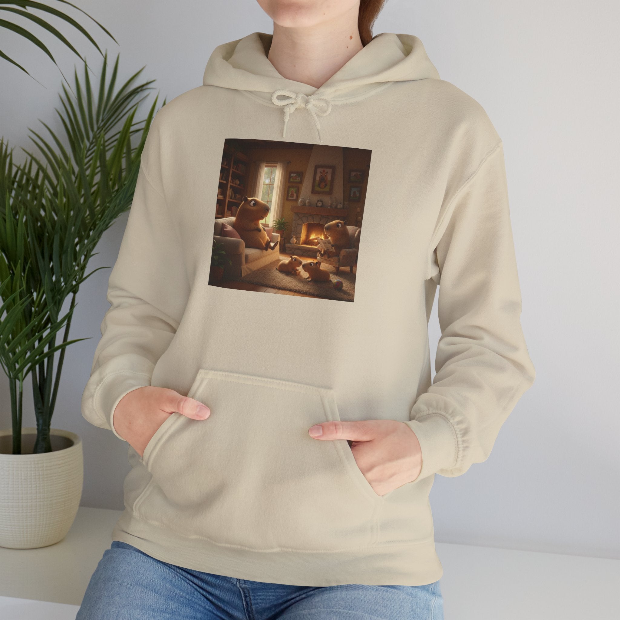 Capybara Family Hoodie — Vintage Warmth Graphic Sweatshirt