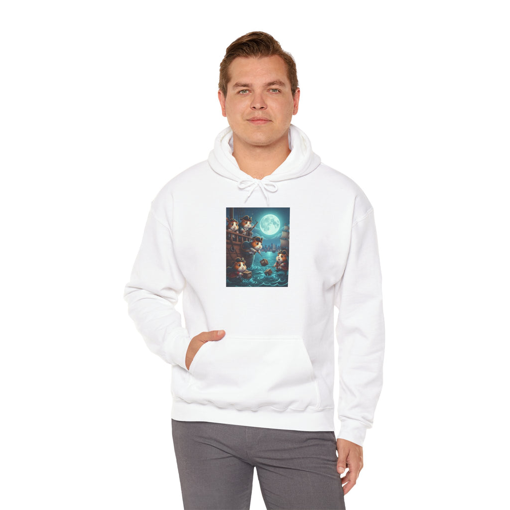 Guinea Pig Boston Tea Party Hoodie — Moonlit Quest Illustration Sweatshirt