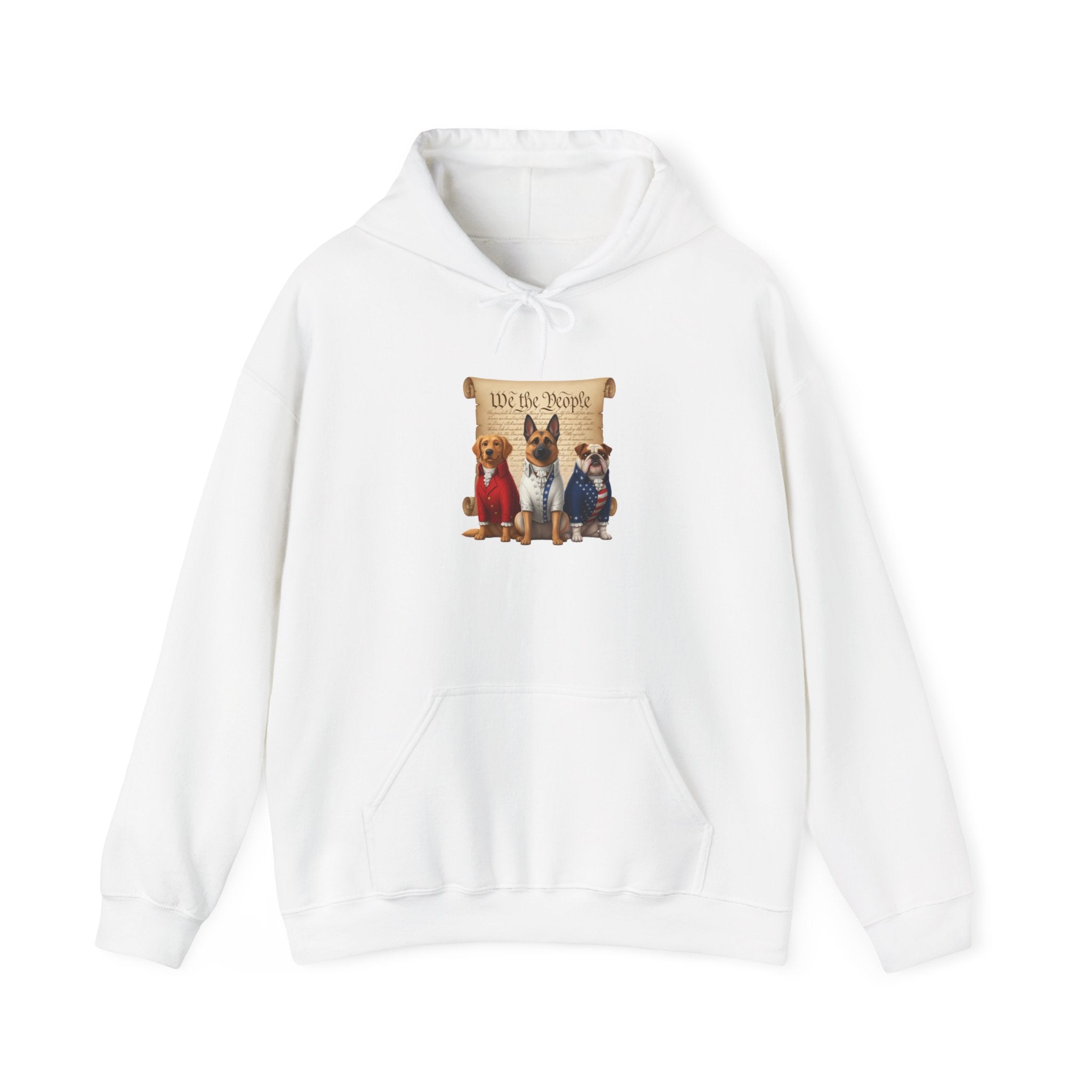 Patriotic Dogs Hoodie - "We the People" Vintage Americana Dog Crewneck