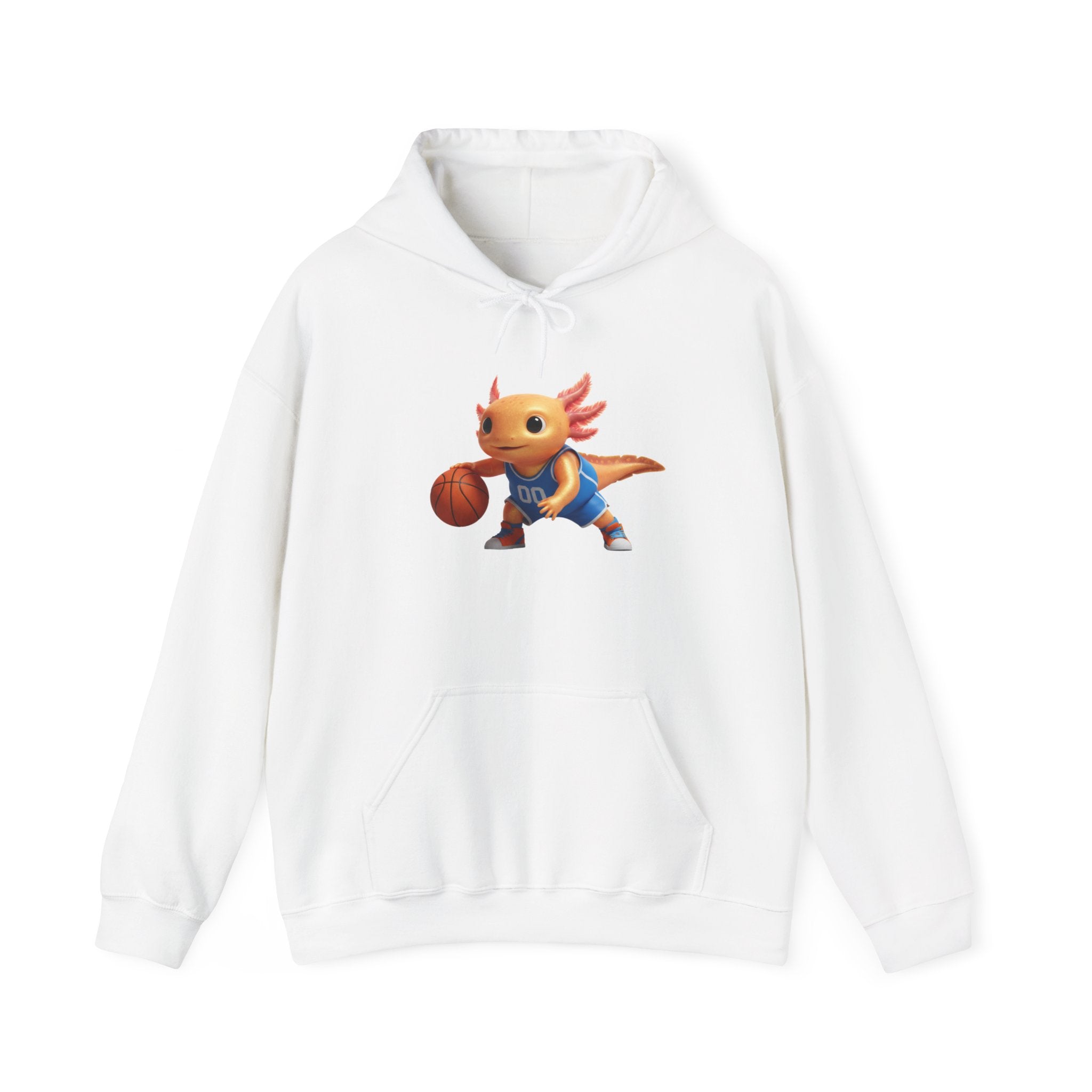 Axolotl Basketball Hoodie — Cute Axolotl Dribbling Graphic Sweatshirt