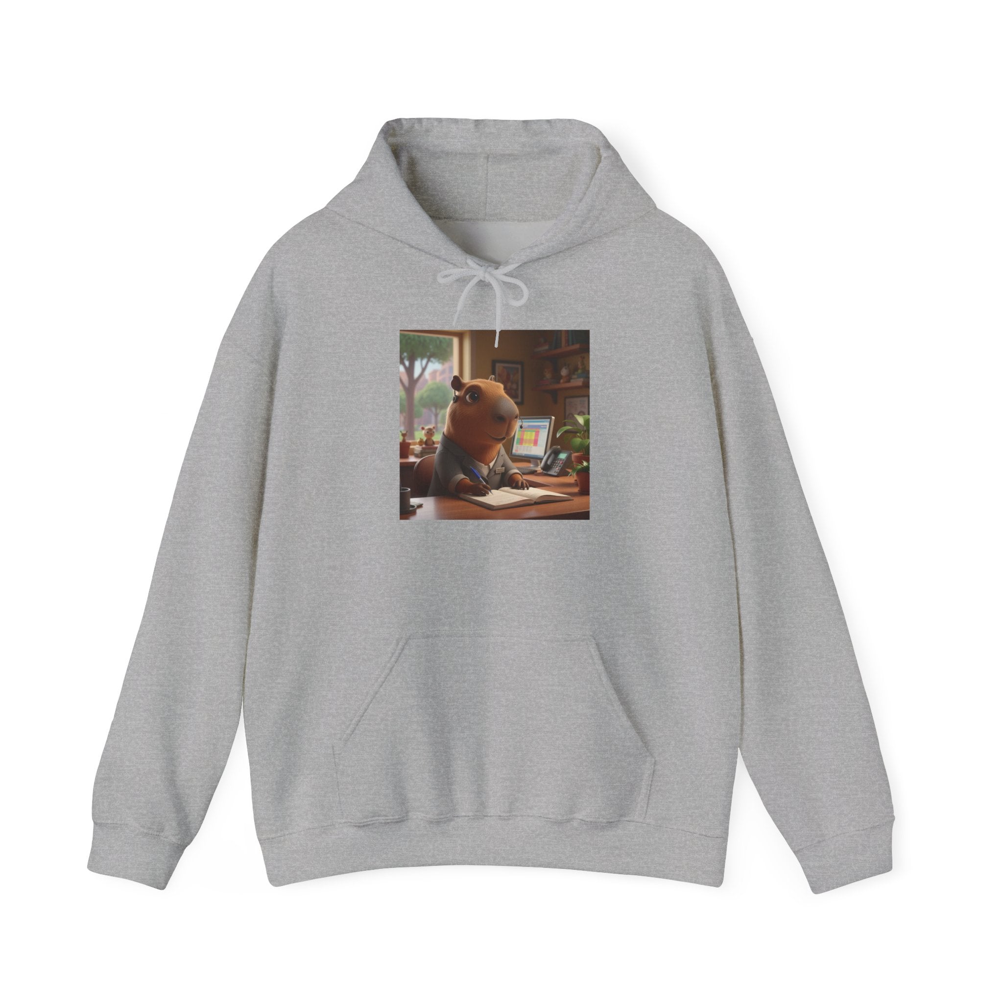 Capybara in the Office  Reading Hoodie — Cute Study Vibes Sweatshirt