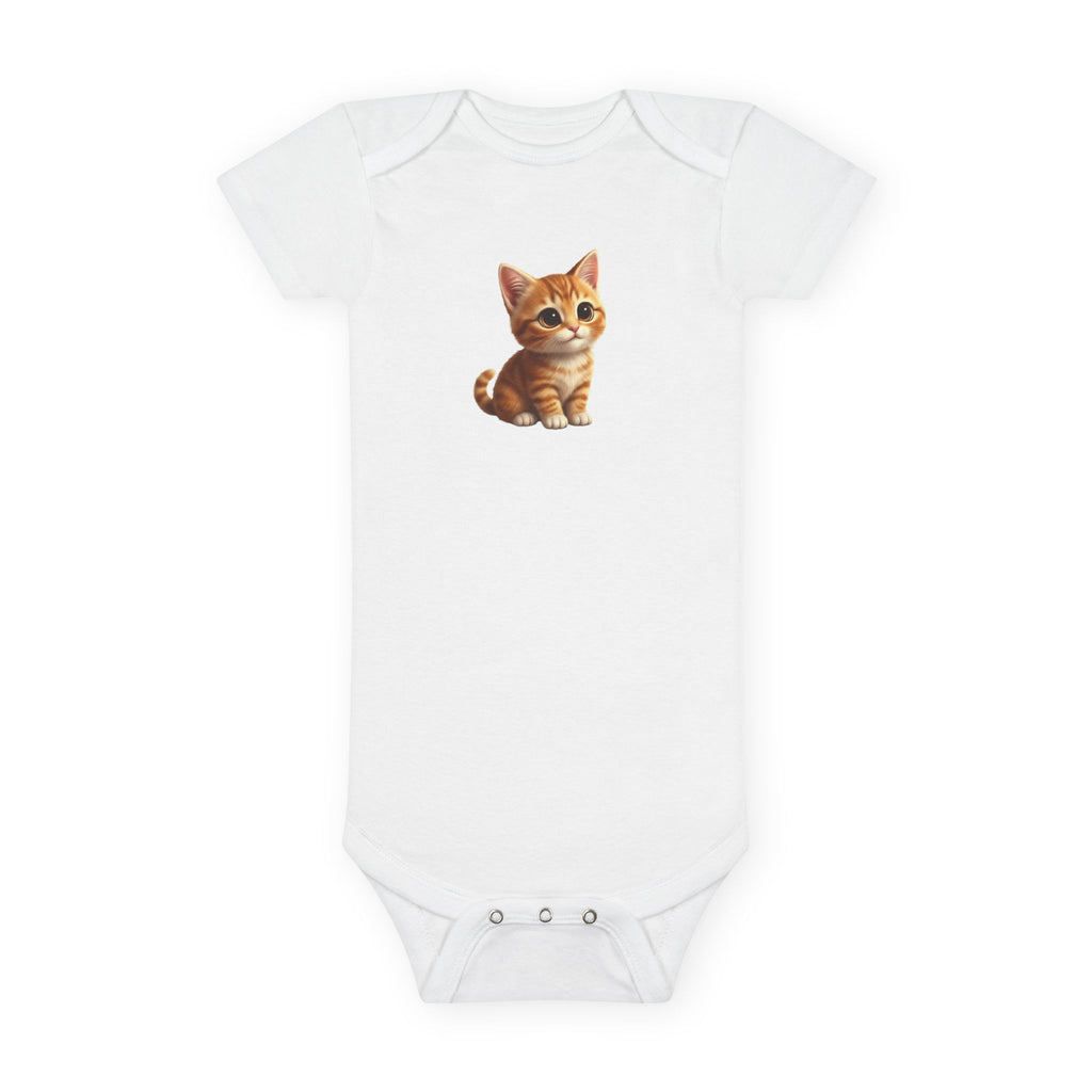 Tabby Kitten Baby Onesie – Adorable Cat Short Sleeve Bodysuit for Infant Gifts