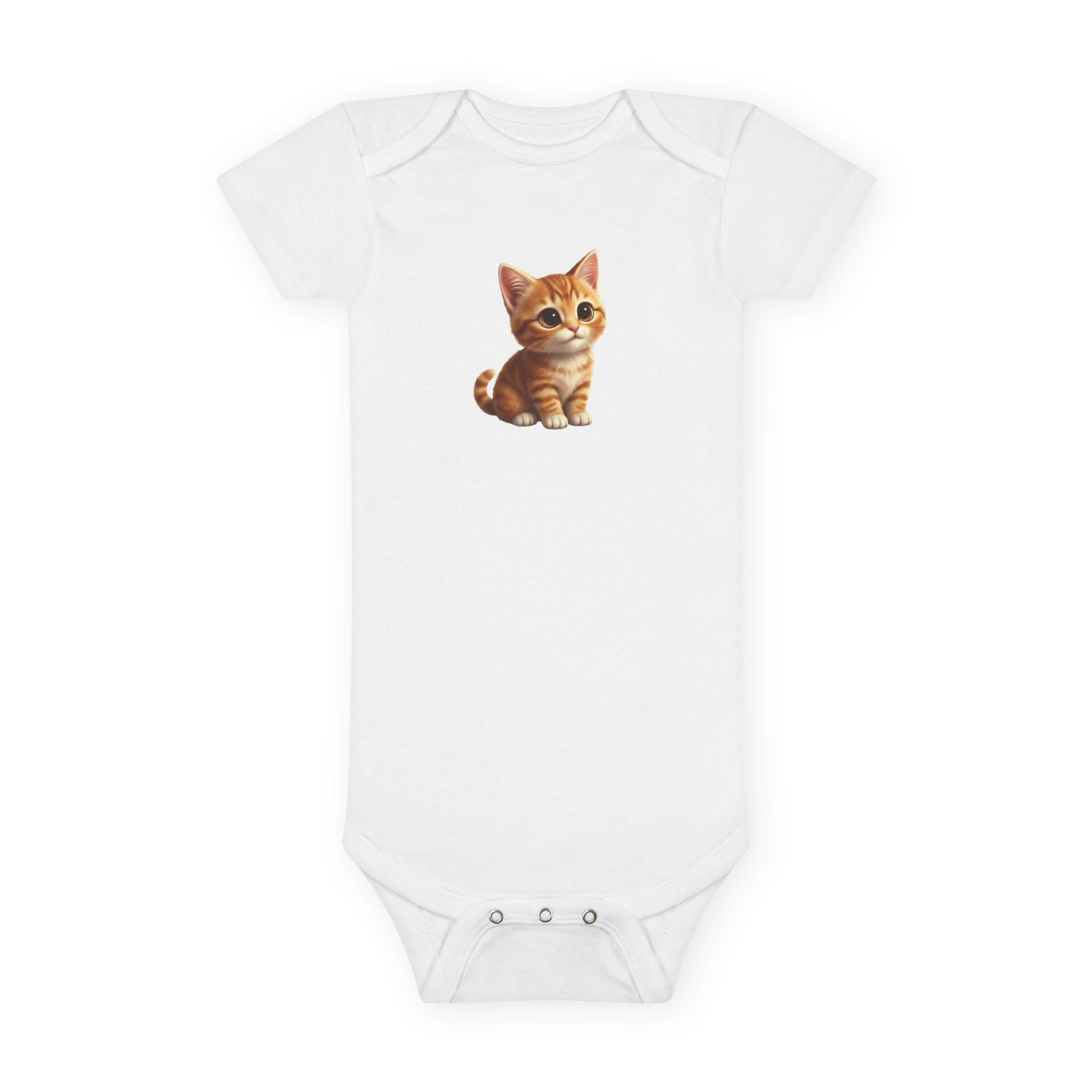 Tabby Kitten Baby Onesie – Adorable Cat Short Sleeve Bodysuit for Infant Gifts
