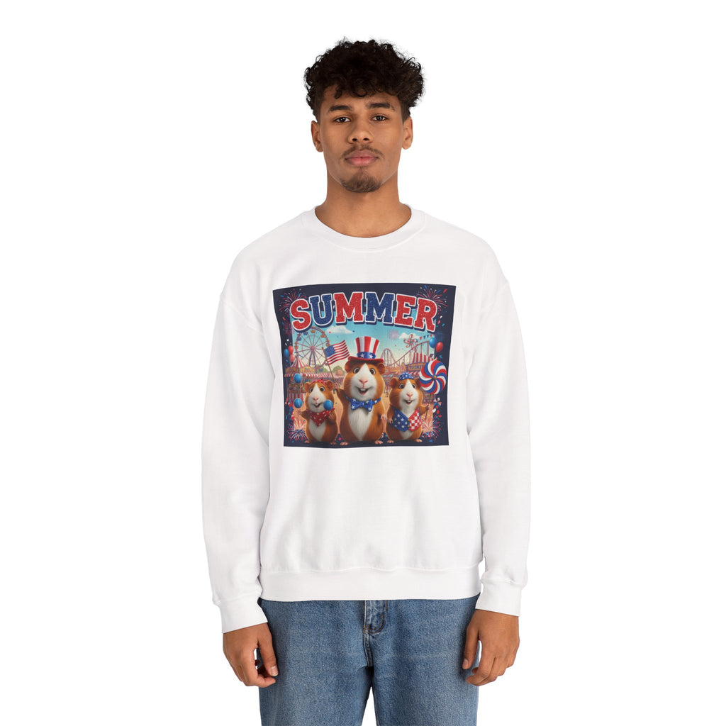 Guinea Pigs Patriotic Summer Fair Sweatshirt | Cute 4th of July Crewneck Graphic